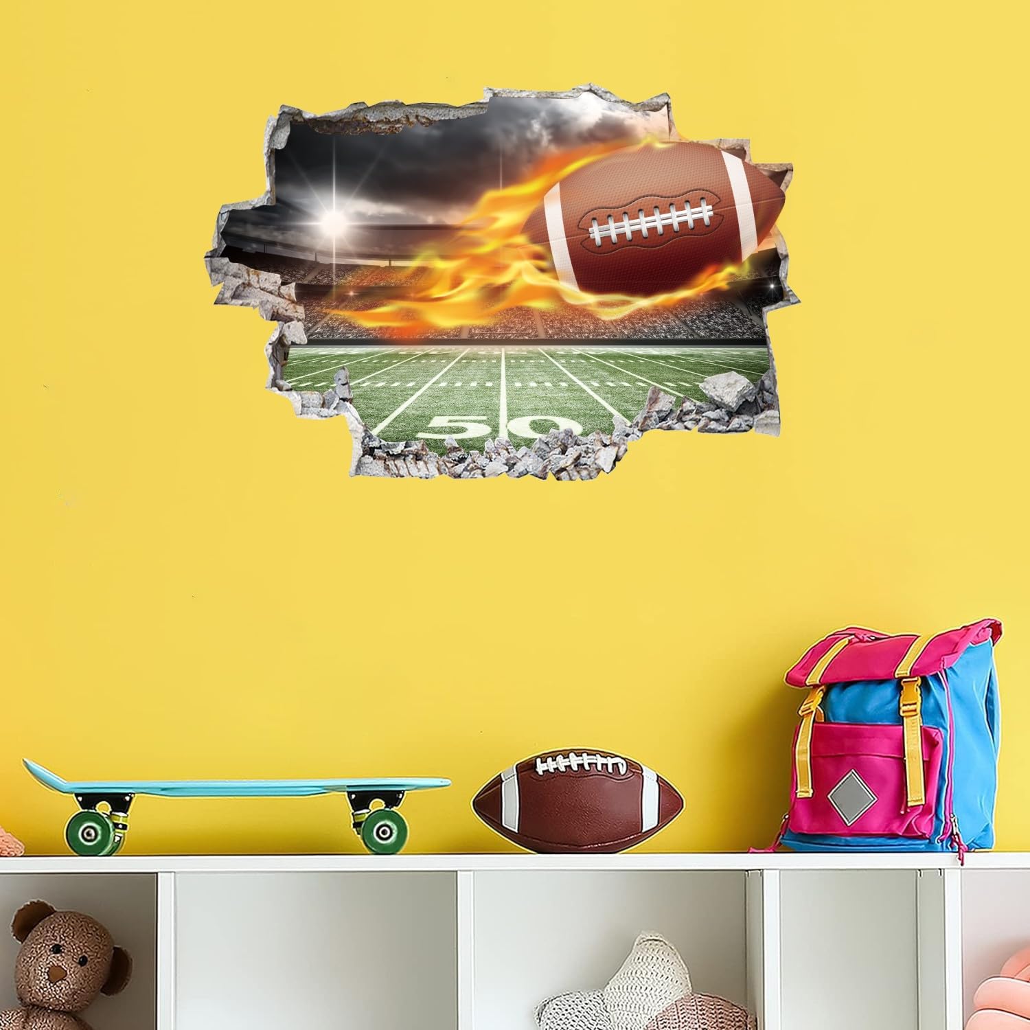 Toarti 3D Rugby Wall Sticker Football Wall Decals For Boys Room Rugby Wall Art Decal For Boys Bedroom Sports Room Decoration Foo
