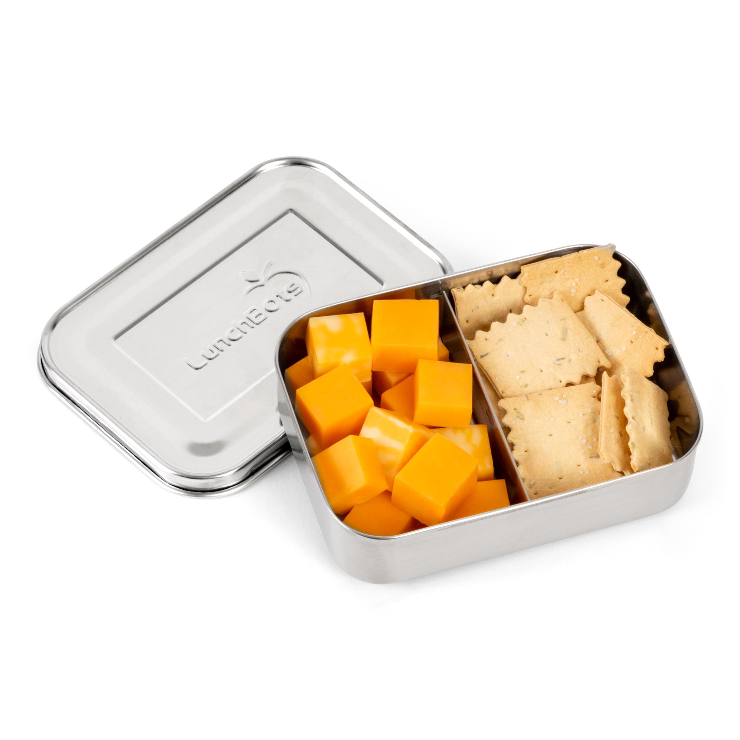 LunchBots Small Snack Packer Bento Box - Extra Small Divided Stainless Steel Snack Container - 2 Compartments for Fruits, Vegeta