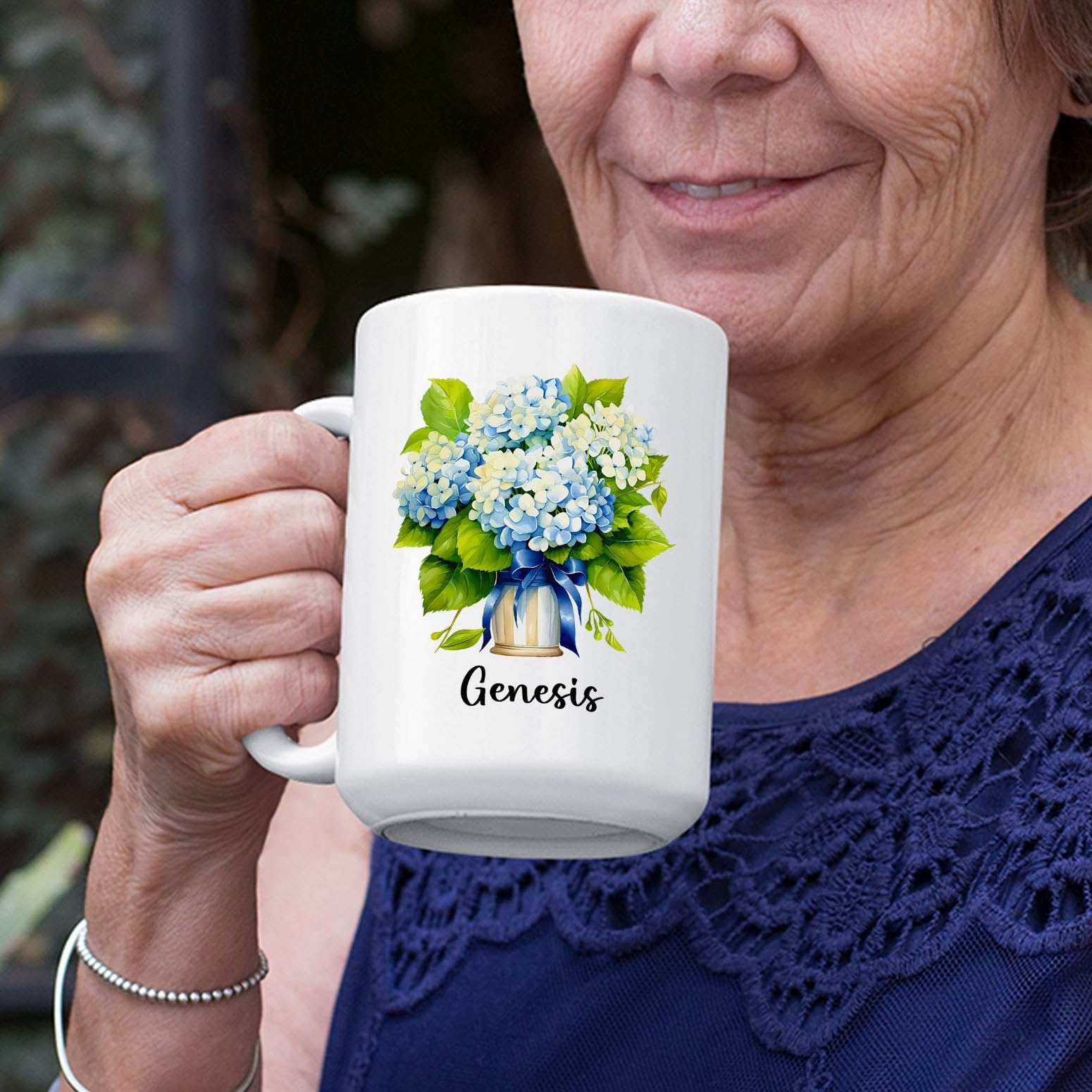 Coffee Cup Gifts for Hydrangea Lovers, Personalized Hydrangea Mug with Name, Customized Watercolor Flowers Ceramic Mug Present,