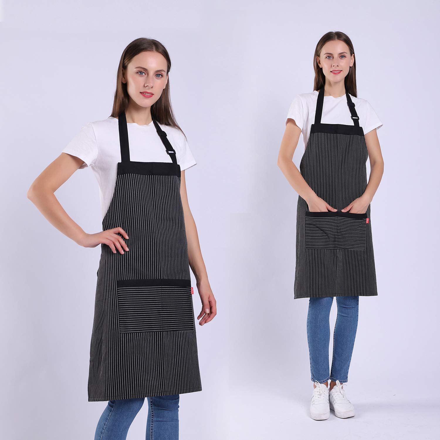 Alipobo Aprons For Women And Men, Kitchen Chef Apron With 2 Pockets And 40'' Long Ties, Adjustable Bib Apron For Cooking, Servin