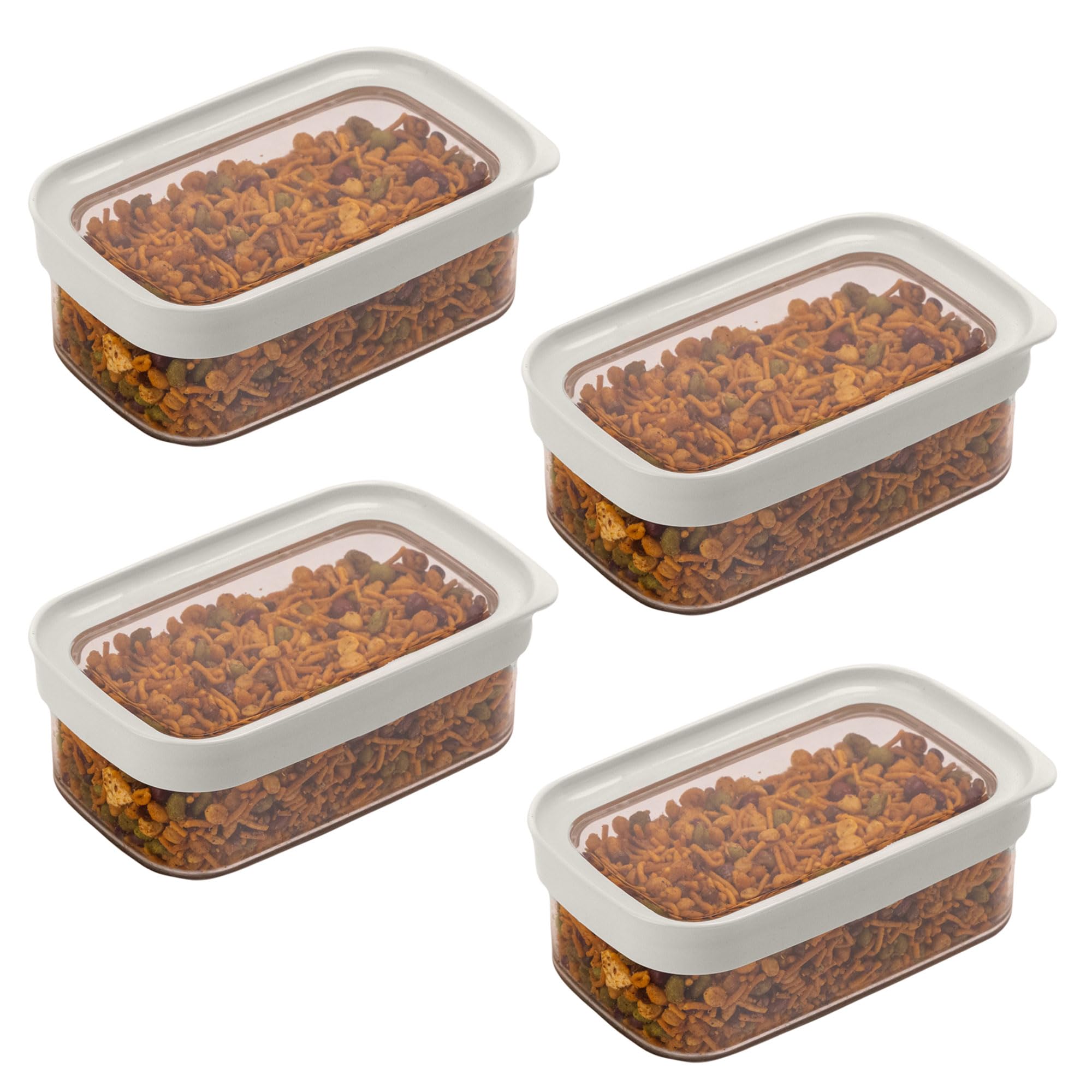 Stacpro Acrylic Airtight Kitchen Containers 500 Ml, Pack Of 4 | Bpa Free Stackable Jar, Modular Storage, Pantry Organiser, Fridg