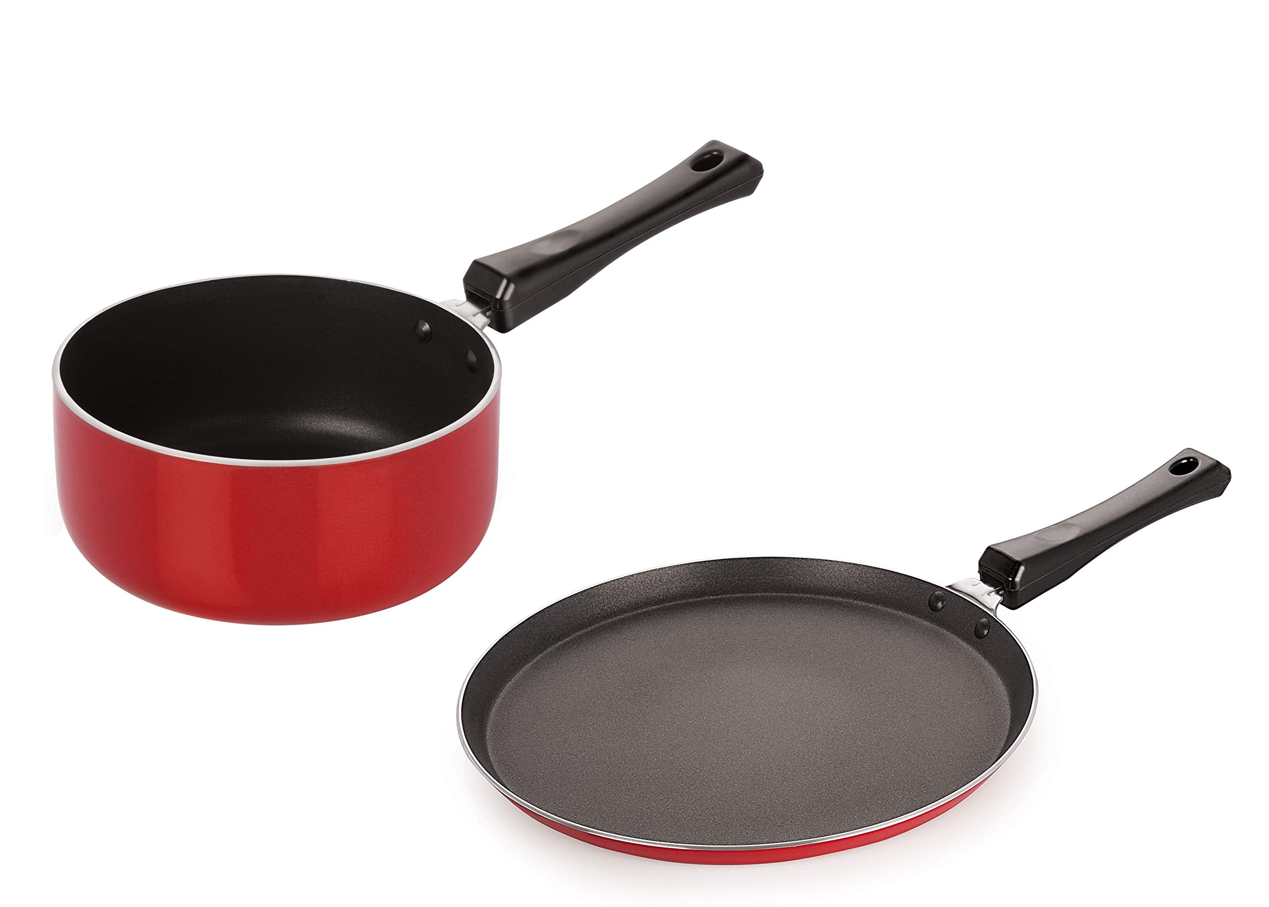 Nirlon NonStick 2 Piece Flat Dosa Tawa And Sauce Pan Cookware Set