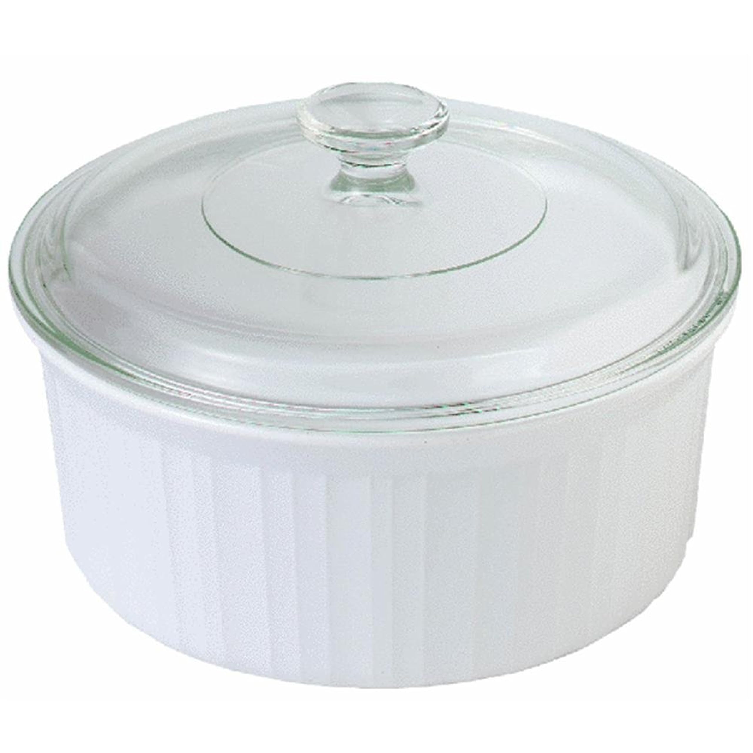 Corningware French White 1-1/2-Quart Covered Round Dish With Glass Top