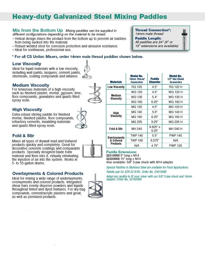 Cs Unitec Wg 160 6.25'' Medium-Viscosity Mixing Paddle
