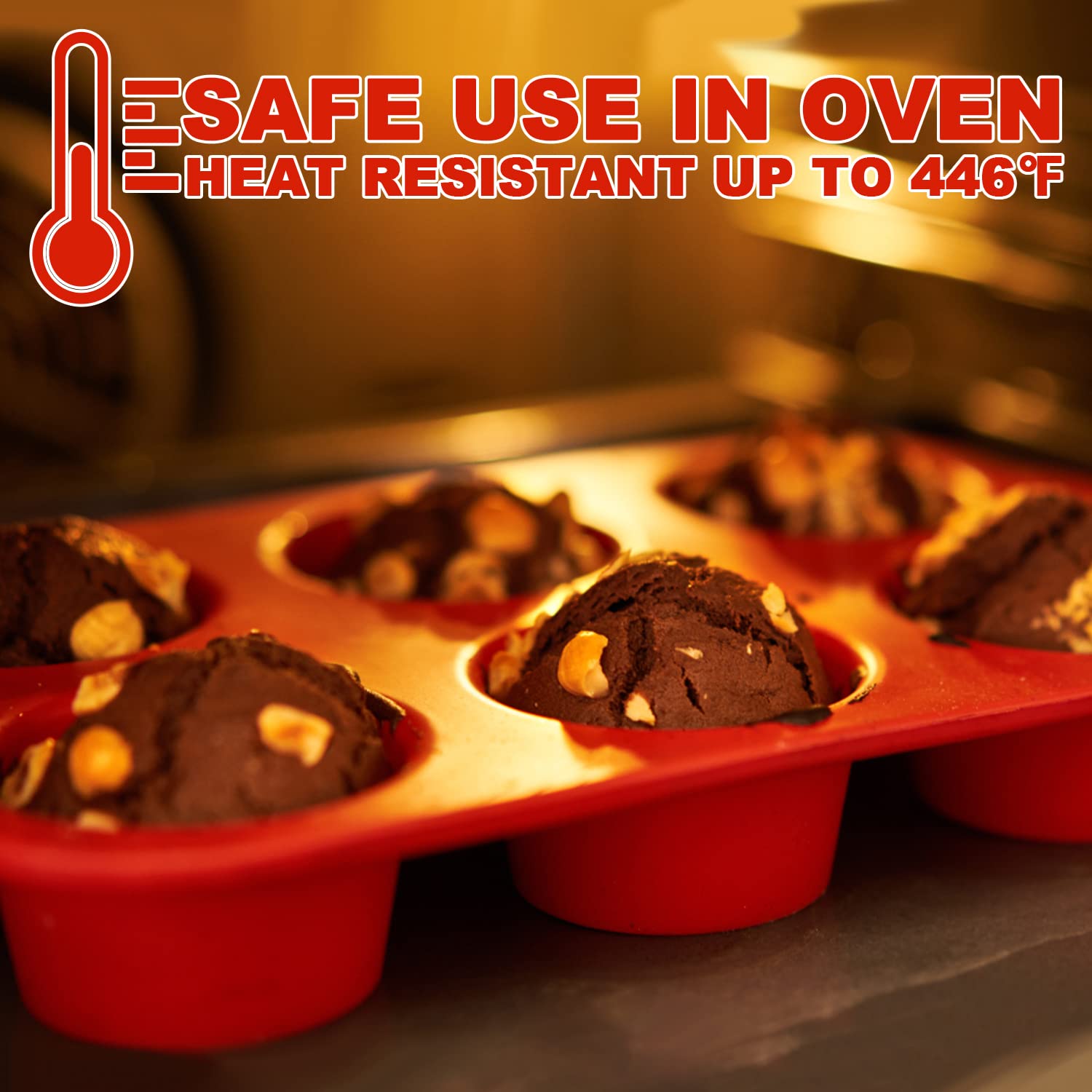 Anaeat Silicone Muffin Pan - 6 Cups Non-Stick Cupcake Molds, Food Grade Silicone Baking Tray For Making Egg Muffin, Cupcake, Qui