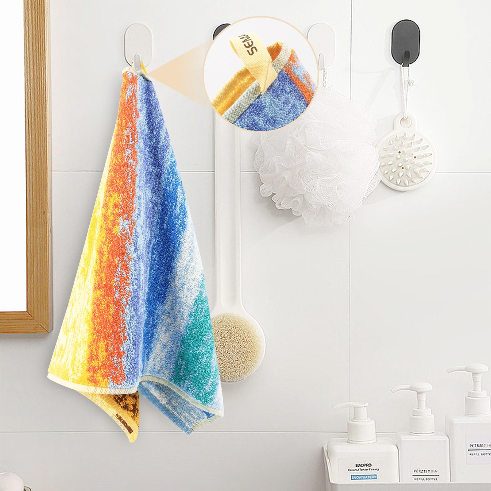 Semaxe Bath Towel Set, 100% Cotton Bathroom Towels With Hanging Loops And Nano-Bio Lifecycle Labels, Include 2 Bath Towels, 2 Ha