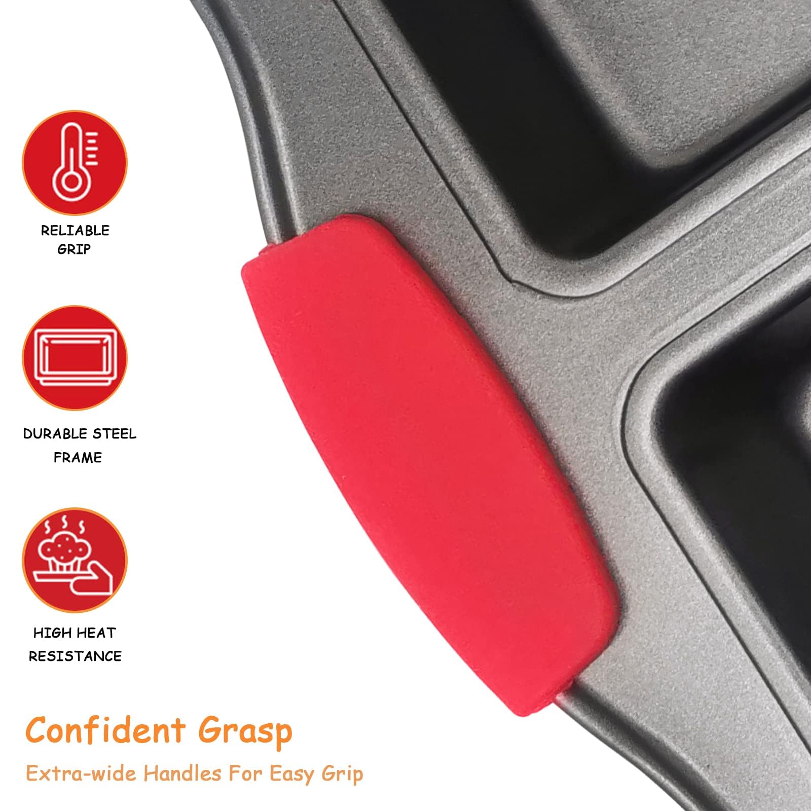 Nbftltop Mini Loaf Pans Nonstick, Bread Loaf Pan With Silicone Handle,8 Cavity, Carbon Steel,Non-Toxic & Easy Cleanup, Gray,2 Pa
