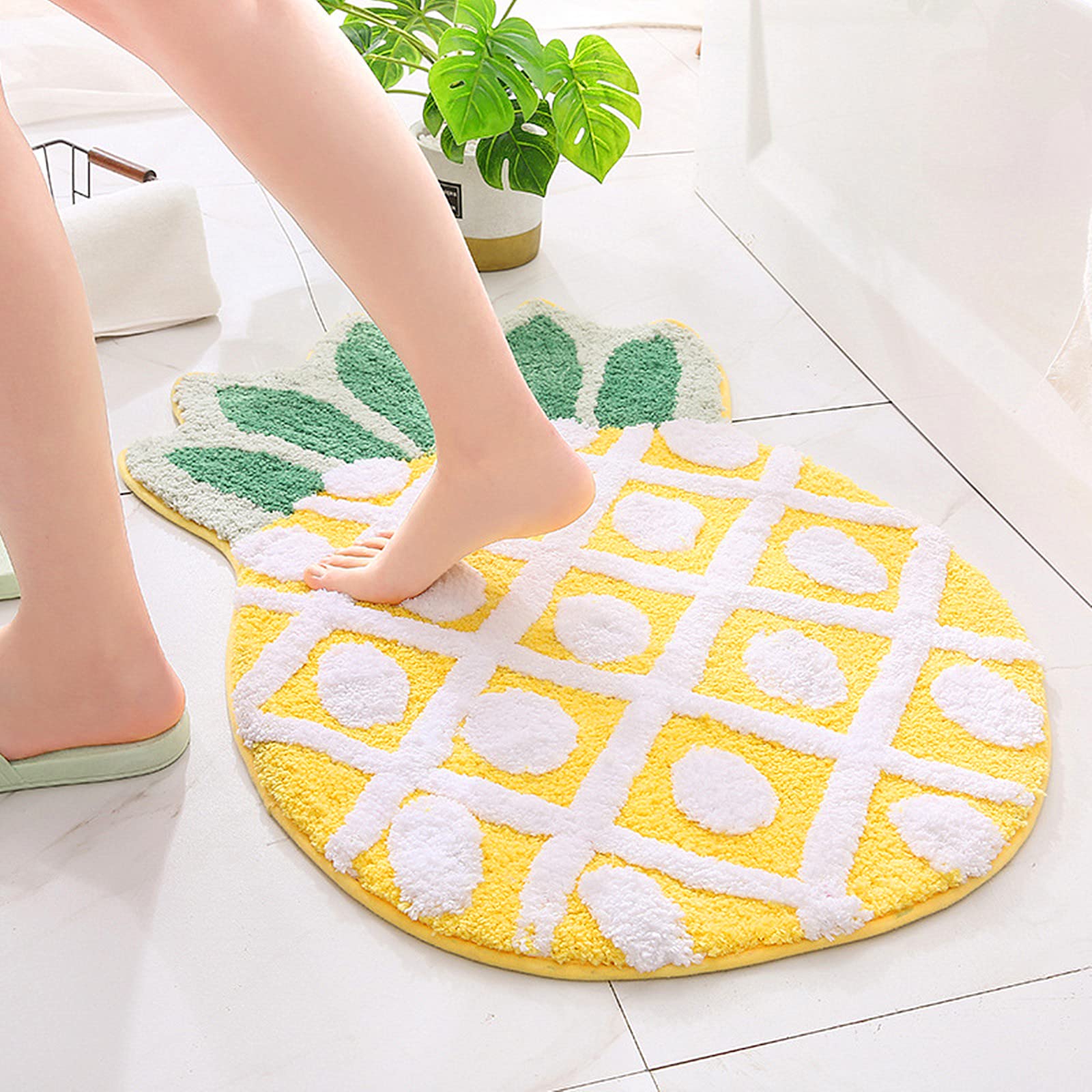 Ukeler Bath Rug For Kids Non Slip Absorbent Bathroom Rugs Decorative Kitchen Mat Cartoon Pineapple Area Rugs For Kids Playroom N