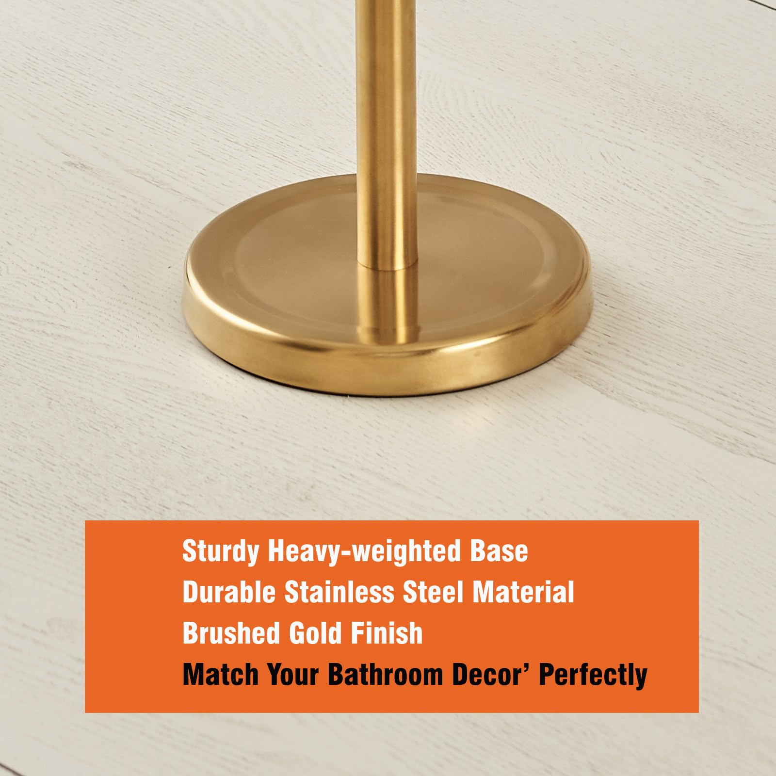 Tofix Toilet Paper Holder With Shelf, Gold Toilet Paper Holder With Tray At The Top, Freestanding Toilet Paper Holder (Stainless