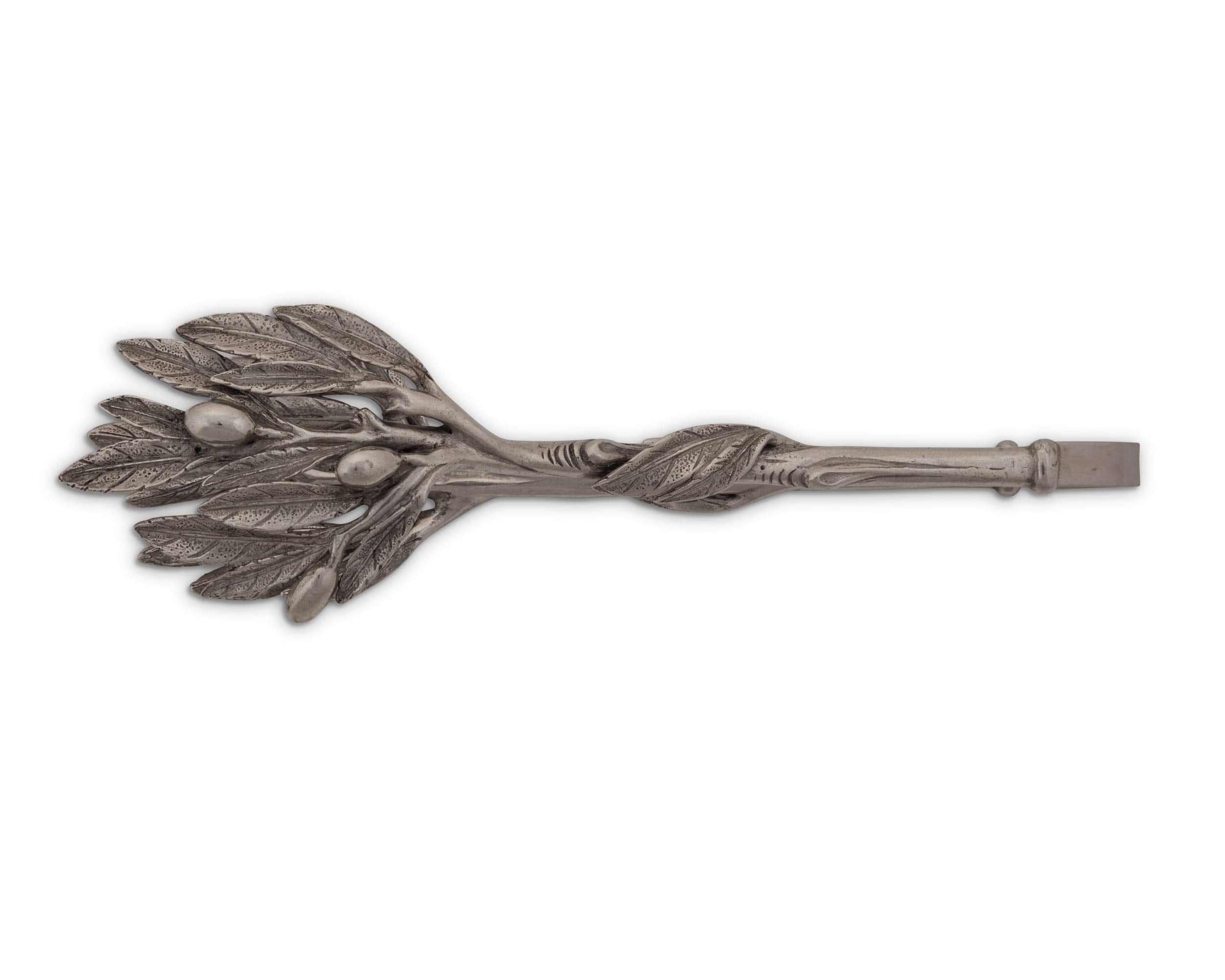 Vagabond House Pewter Metal Olive Pattern Ice And Bread Tongs 8''Long X 3''Wide X 2.25''Tall