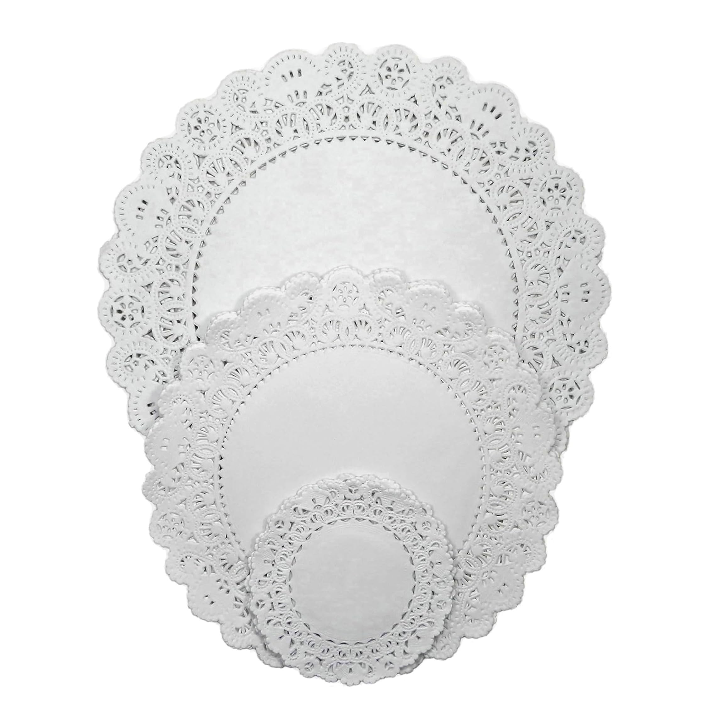 Regency Wraps Paper Lace Doilies, 4'', 8'', 10'' Round Pack Of 36 (Combo) For Decorative Table Display Of Cakes, Desserts, Appet