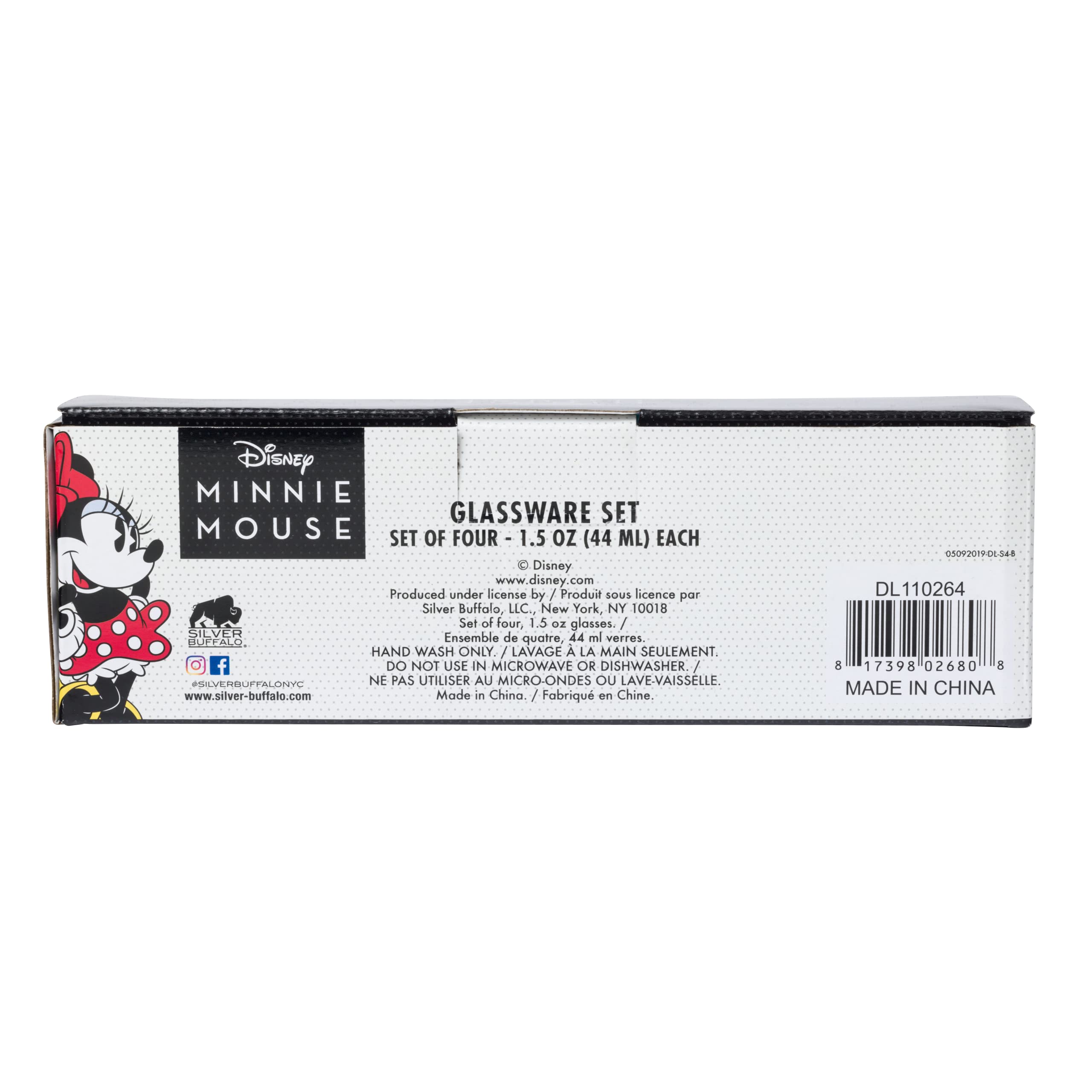 Disney Vintage Minnie Mouse 4 Piece 1.5oz Mini Glass Set