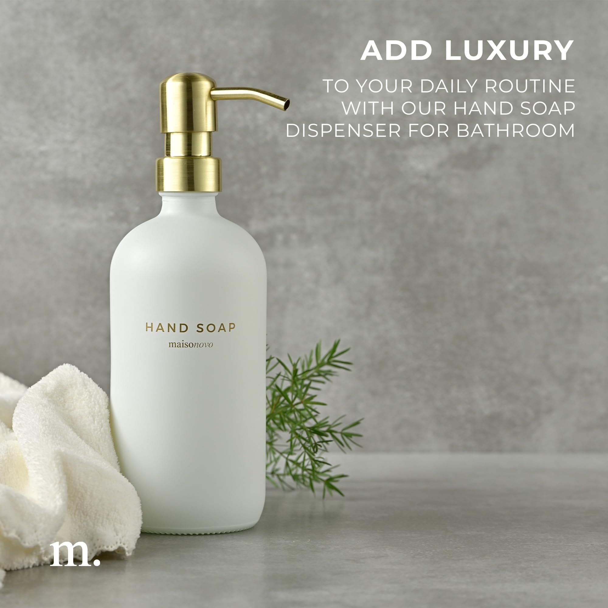 Maisonovo Hand Soap Dispenser For Bathroom | 16.9 Fl Oz White Glass Gold Pump X 1