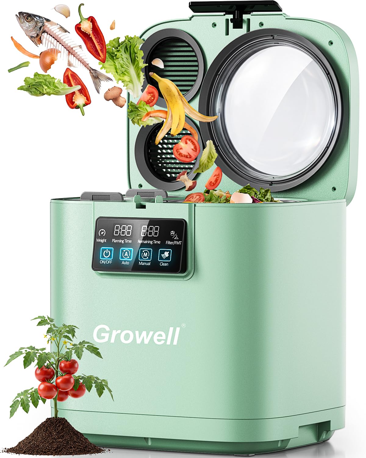 Growell 4L Electric Composter, Countertop Food Waste Machine,Compost Bin