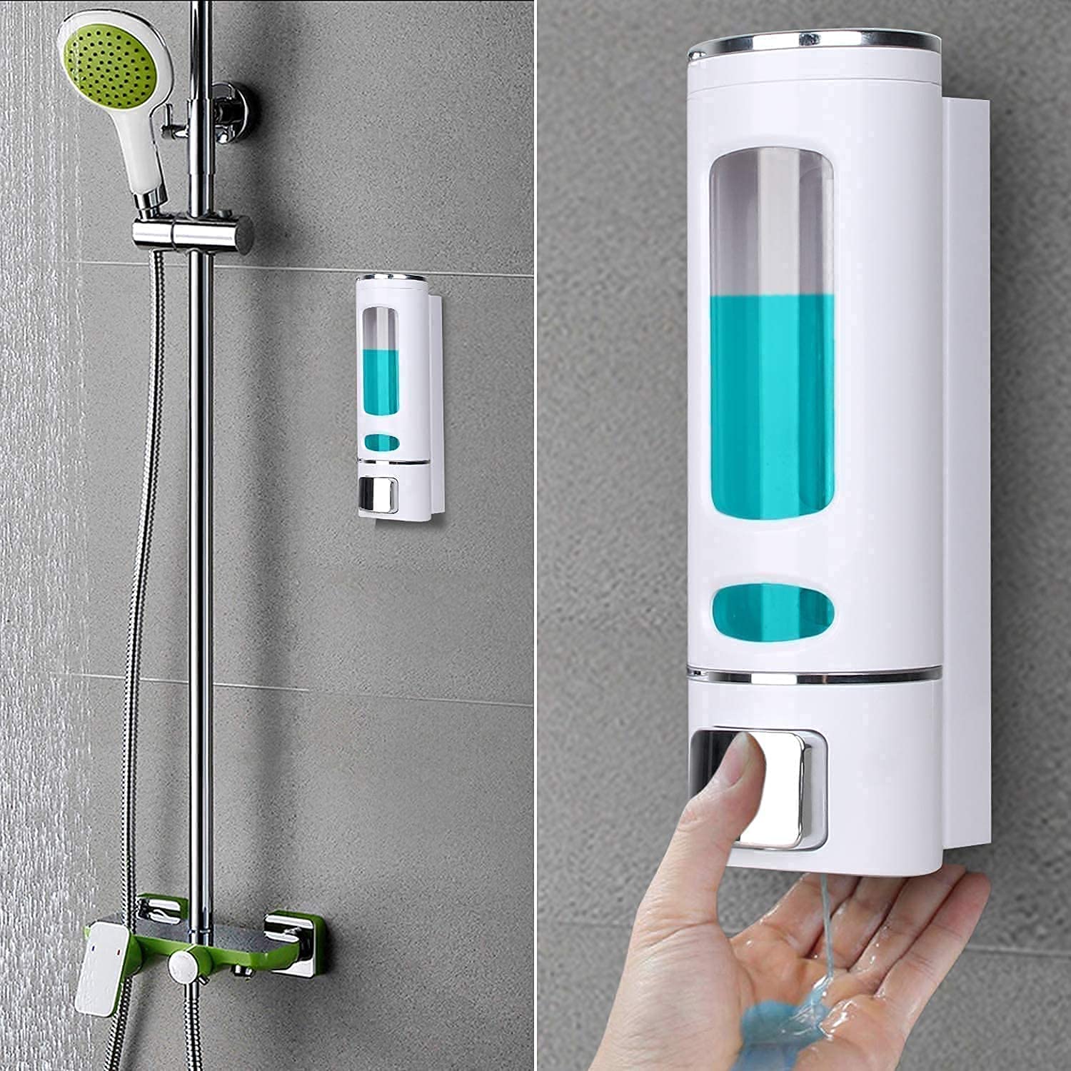 Mayur cich 400 Ml Cylindrical Abs White Wall Mounted Shampoo Sanitizer Lotion Hand Dish Wash Gel Liquid Soap Dispenser For Bathr