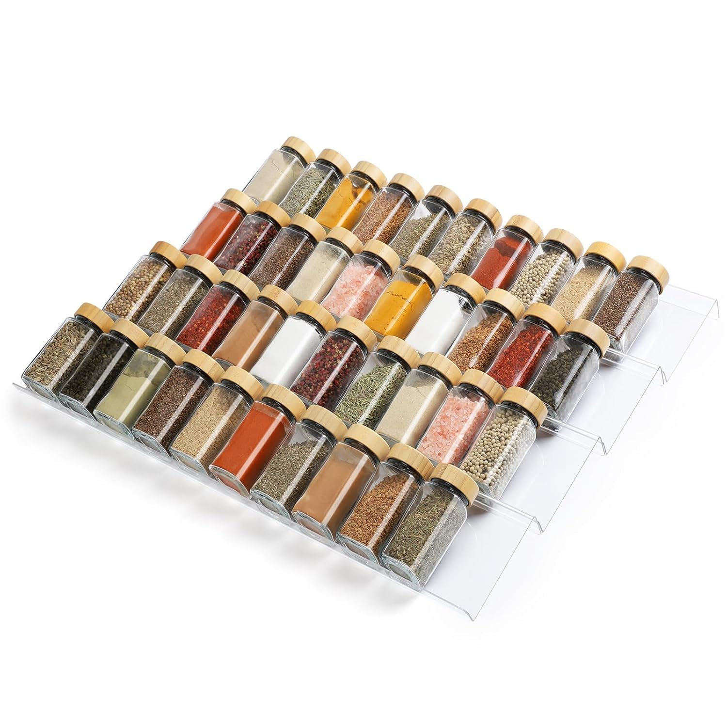 Fanassyy Acrylic Spice Organizer 8 Tier, Acrylic Seasoning Organizer Rack, Clear Spice Rack Tray, Kitchen Seasoning Jars Drawers