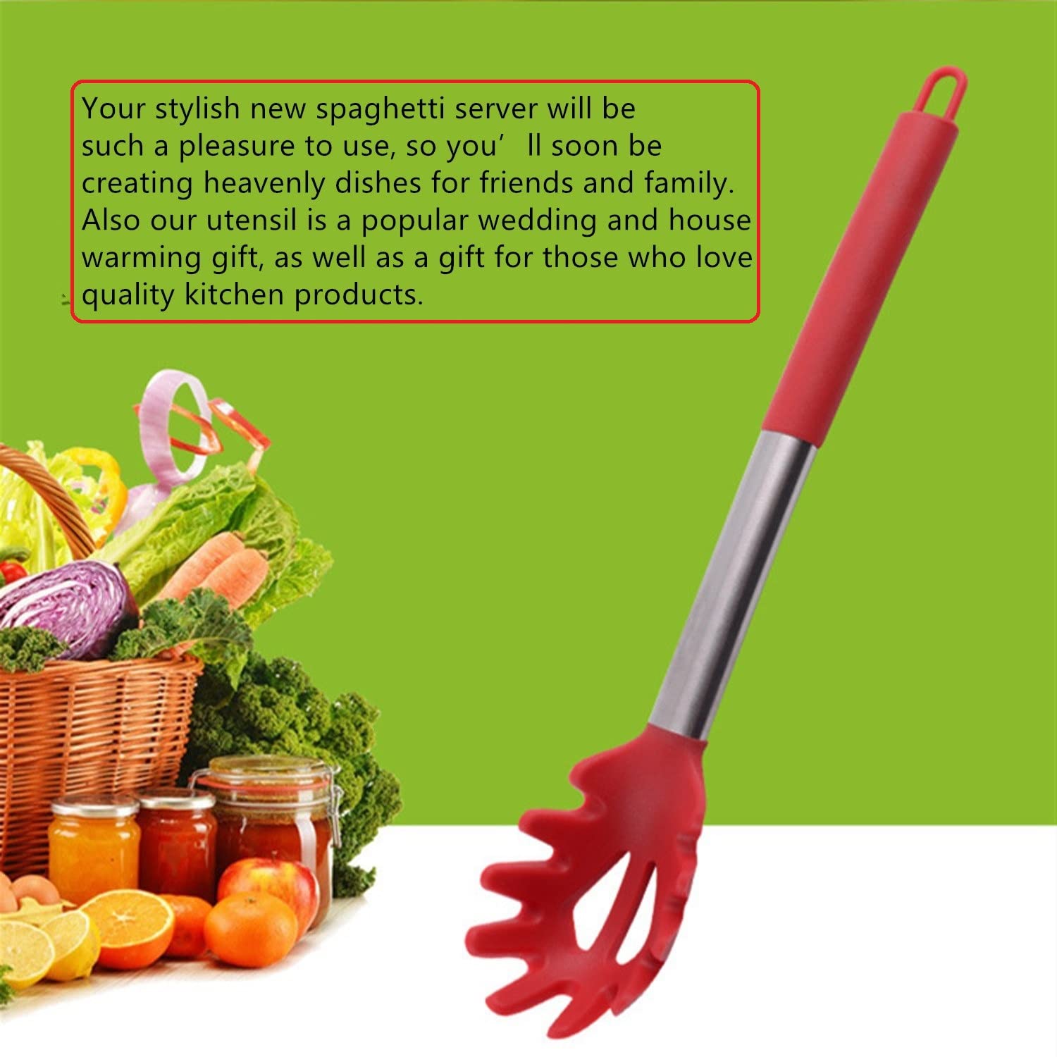 Jxjyzln Silicone Pasta Fork,Spaghetti Spoon Kitchen High Heat Resistant Noodle Spoon Server,Food Grade Pasta Spoon With Stainles