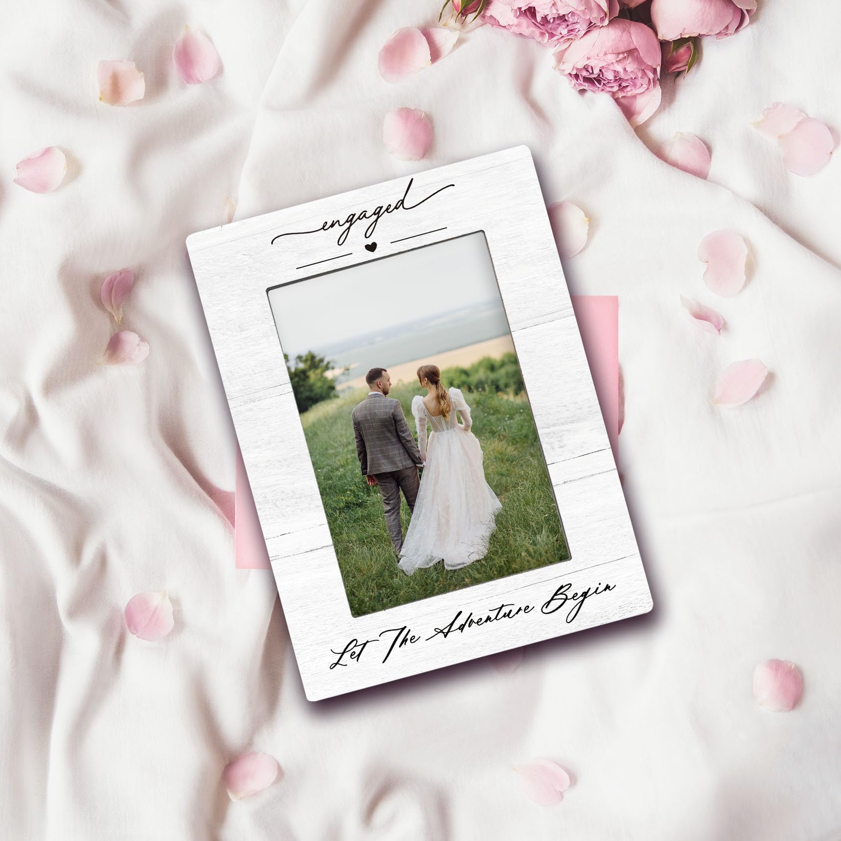 DUXMNAMG Engagement Couples Newlyweds Picture Frame 4x6, Engagement Gifts for Couples, Just Engaged Gift, Wedding Gifts for Newl