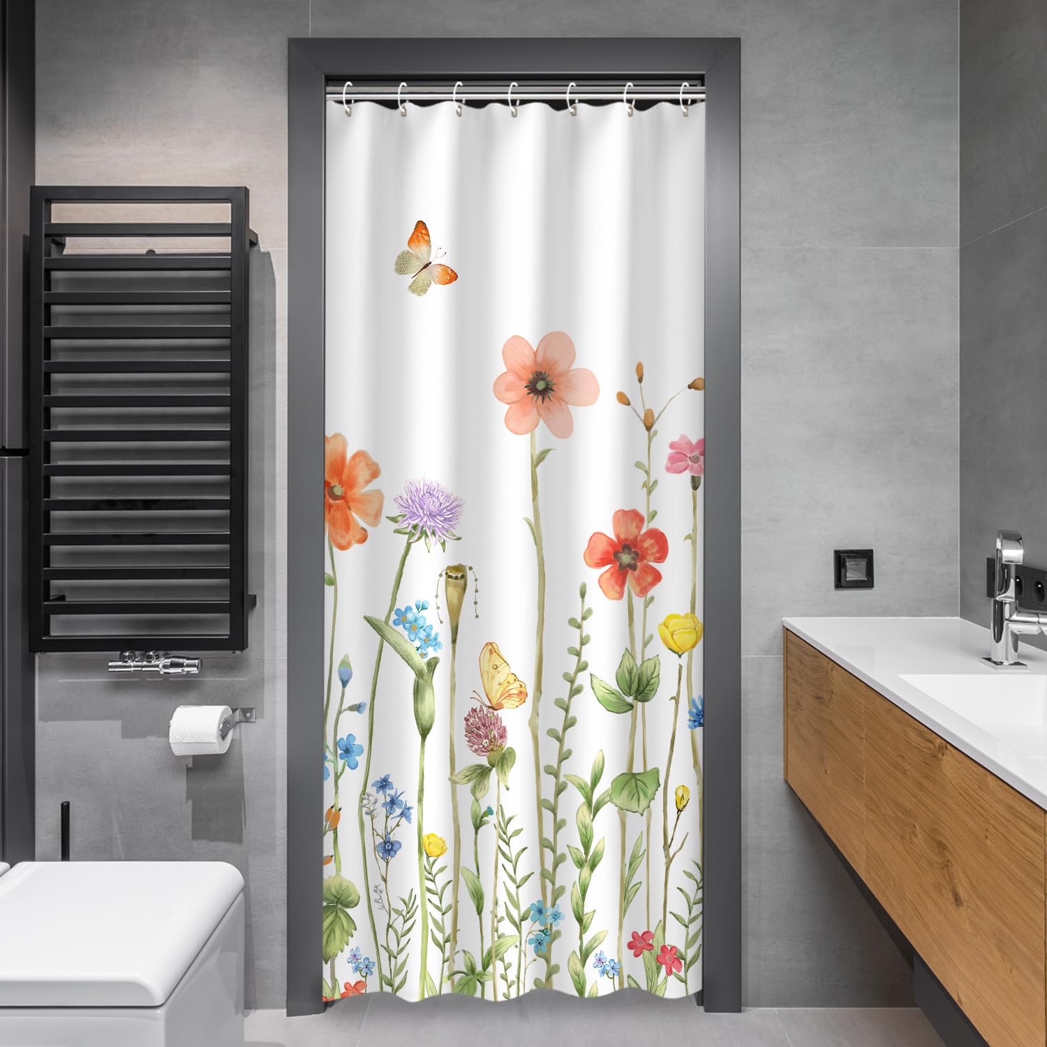 Rosielily Stall Shower Curtain 36W X72H Inches Small Shower Curtain Floral Shower Curtains For Bathroom Rv Narrow Flower Shower