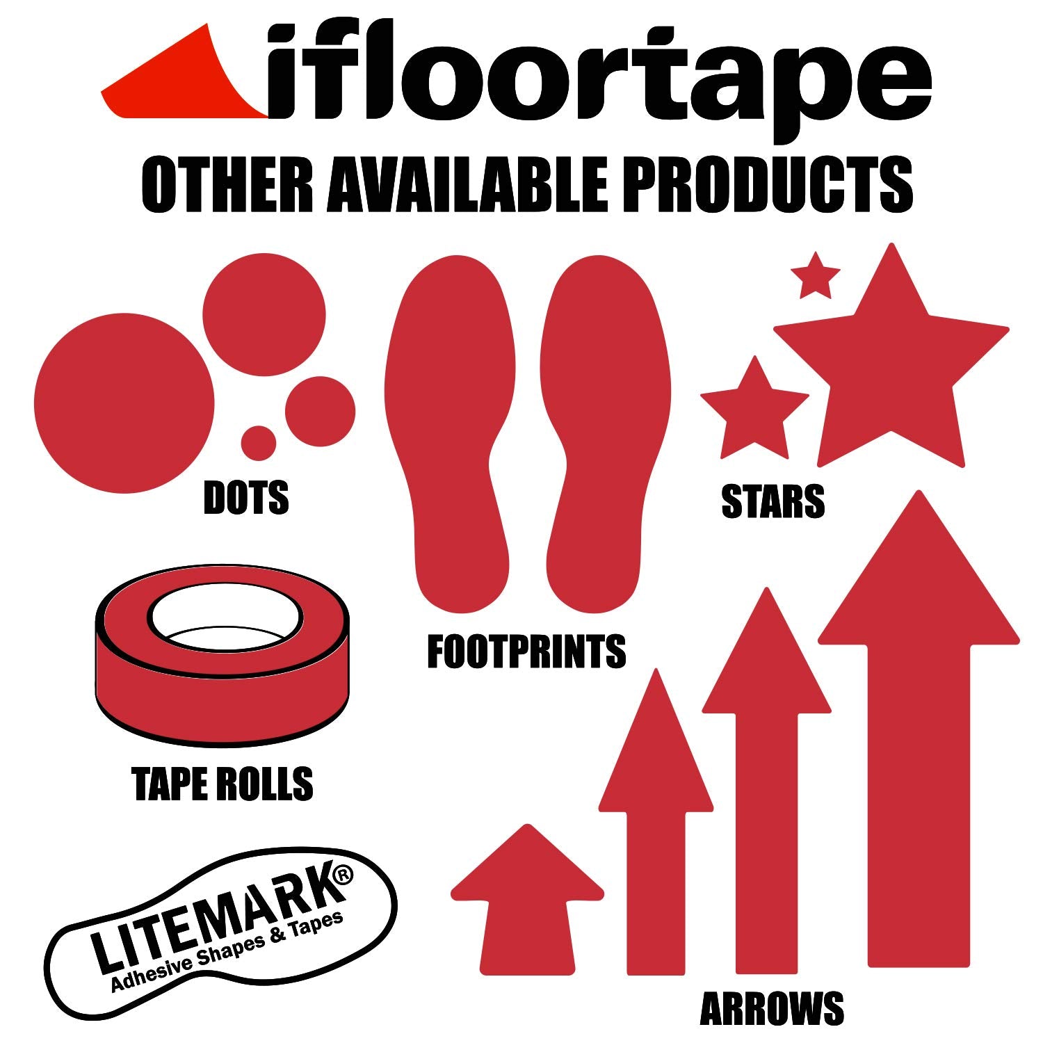 LiteMark Removable Matte Finish Red 4 Inch Star Decal Stickers  Great for Floors  Ceilings  Walls  Laptops  and Most Smooth Surfaces  (Pack of 12 Stars)