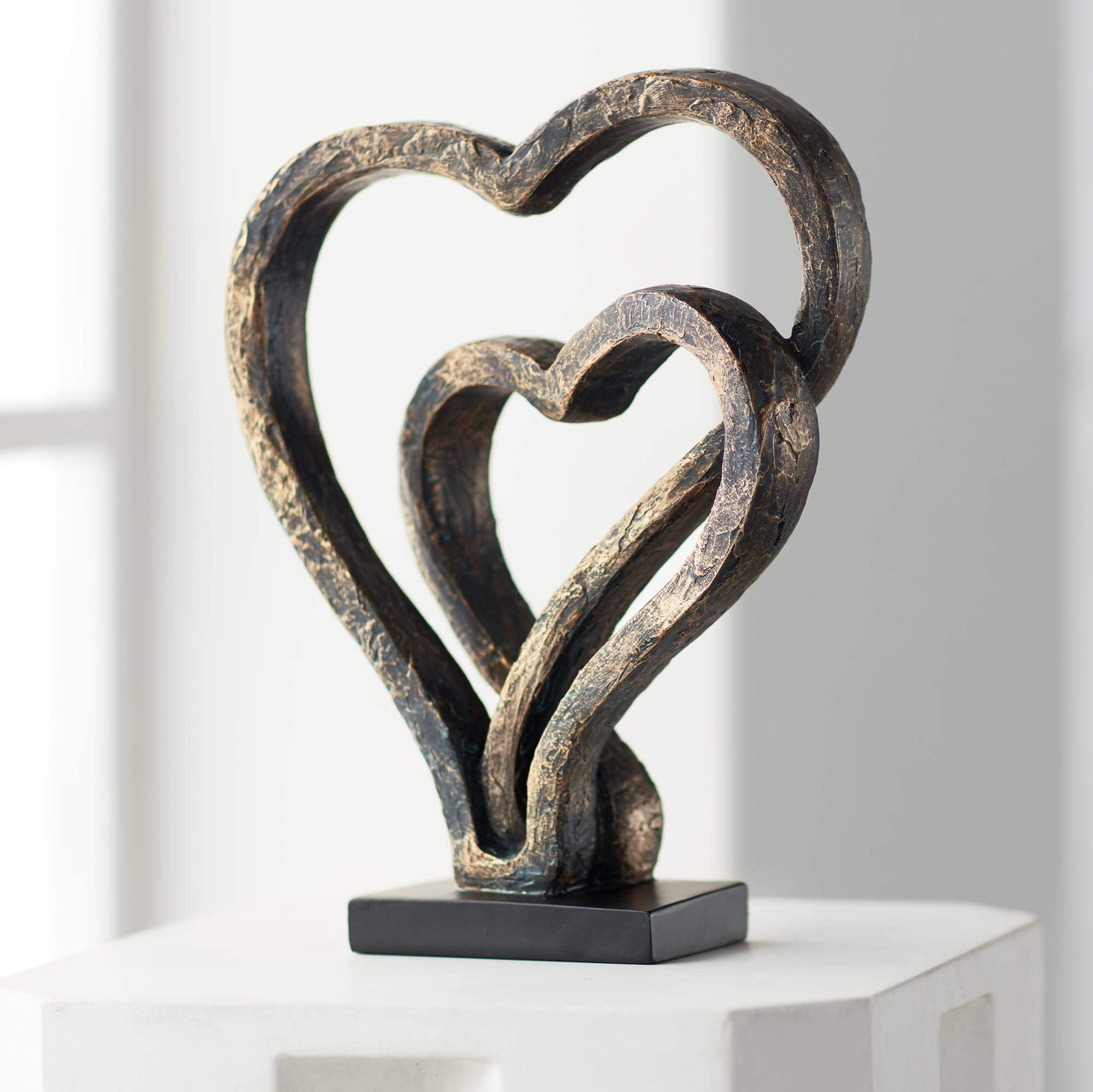 Kensington Hill Interlocking Hearts 11 3/4 High Bronze Finish Sculpture