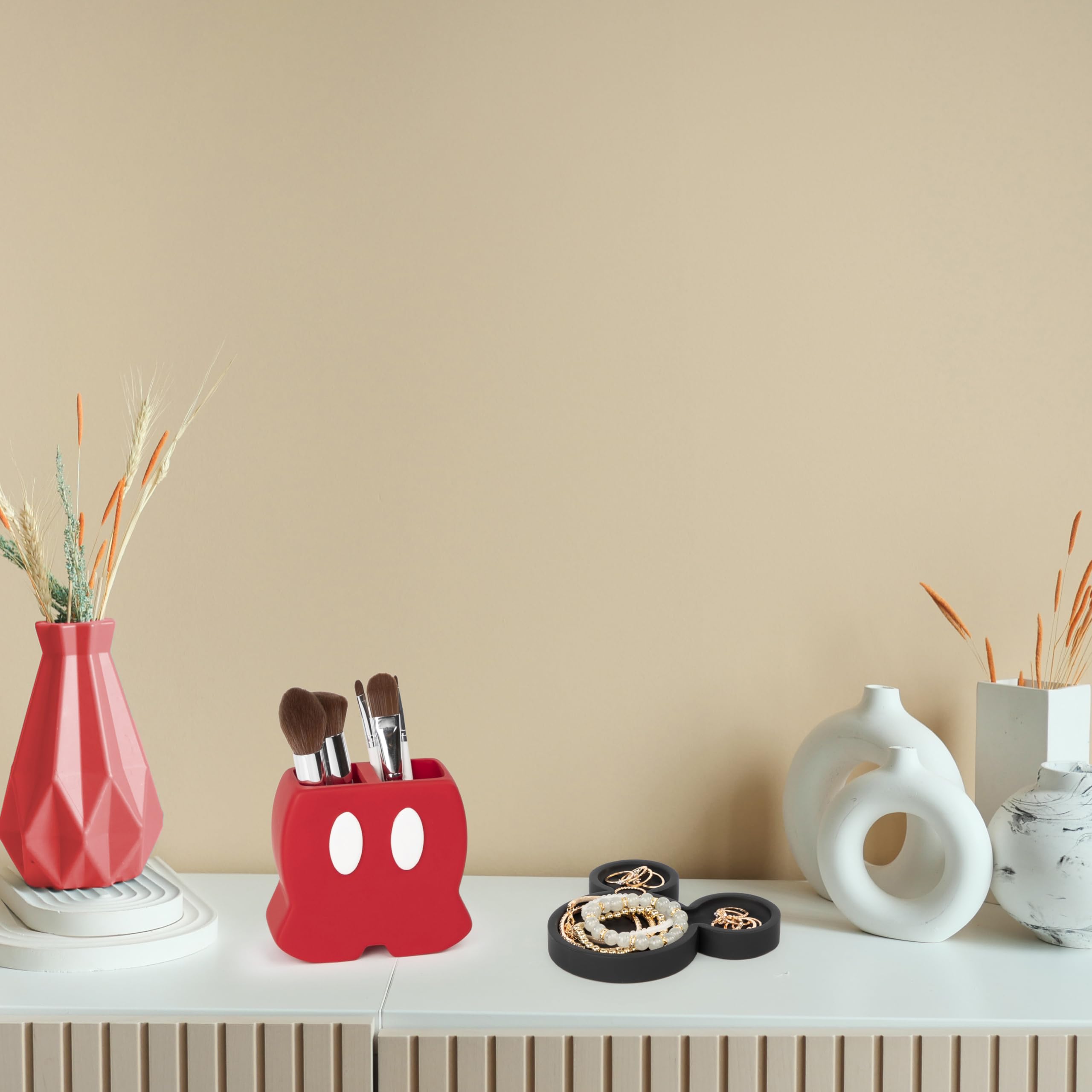 Jay Franco Disney Mickey Mouse Bathroom Accessories - 2 Piece Black & Red Resin Bathroom D  Cor And Storage Set Includes Toothbr