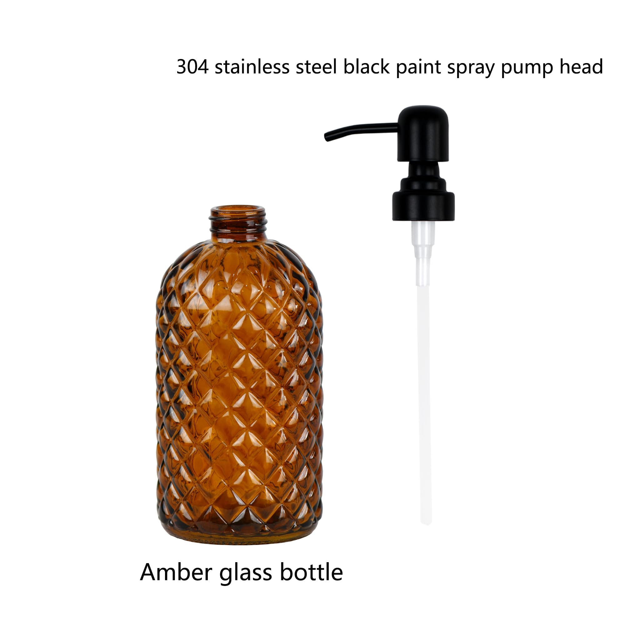 Hzxcuim 12Oz Glass Soap Dispenser With 304 Black Rustproof Stainless-Steel Pump, Refillable Glass Soap Dispenser For Kitchen, Ba