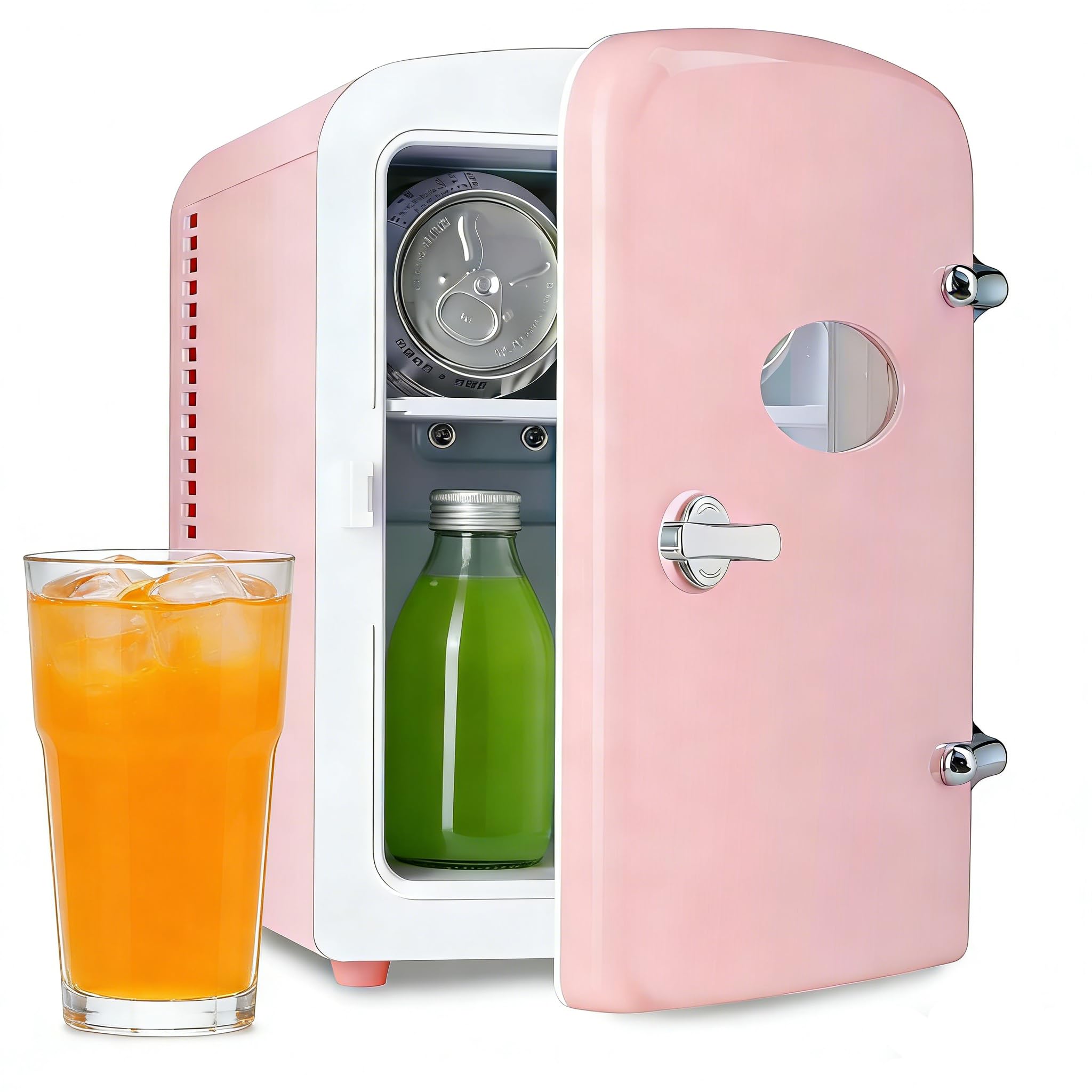 HealSmart 4 Liter/6 Can Mini Fridge with Observation Window, Freon-Free Portable Cooler Warmer, Compact Refrigerator Ideal for S