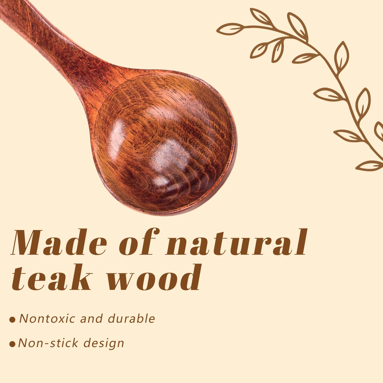 Hansgo 3Pcs Wooden Ladle Spoon Set, Non-Stick Wooden Spoons Soup Cooking Spoons Natural Teak Wood Kitchen Utensils For Cooking S