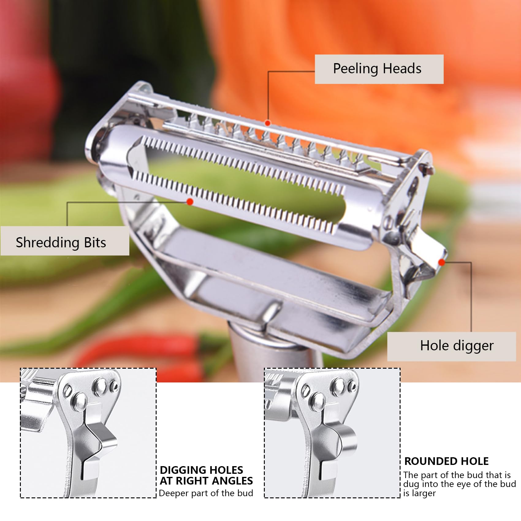 Renext Multifunction Stainless Steel Julienne Peeler Vegetable Peeler Double Planing Grater Kitchen Accessories Cooking Tools