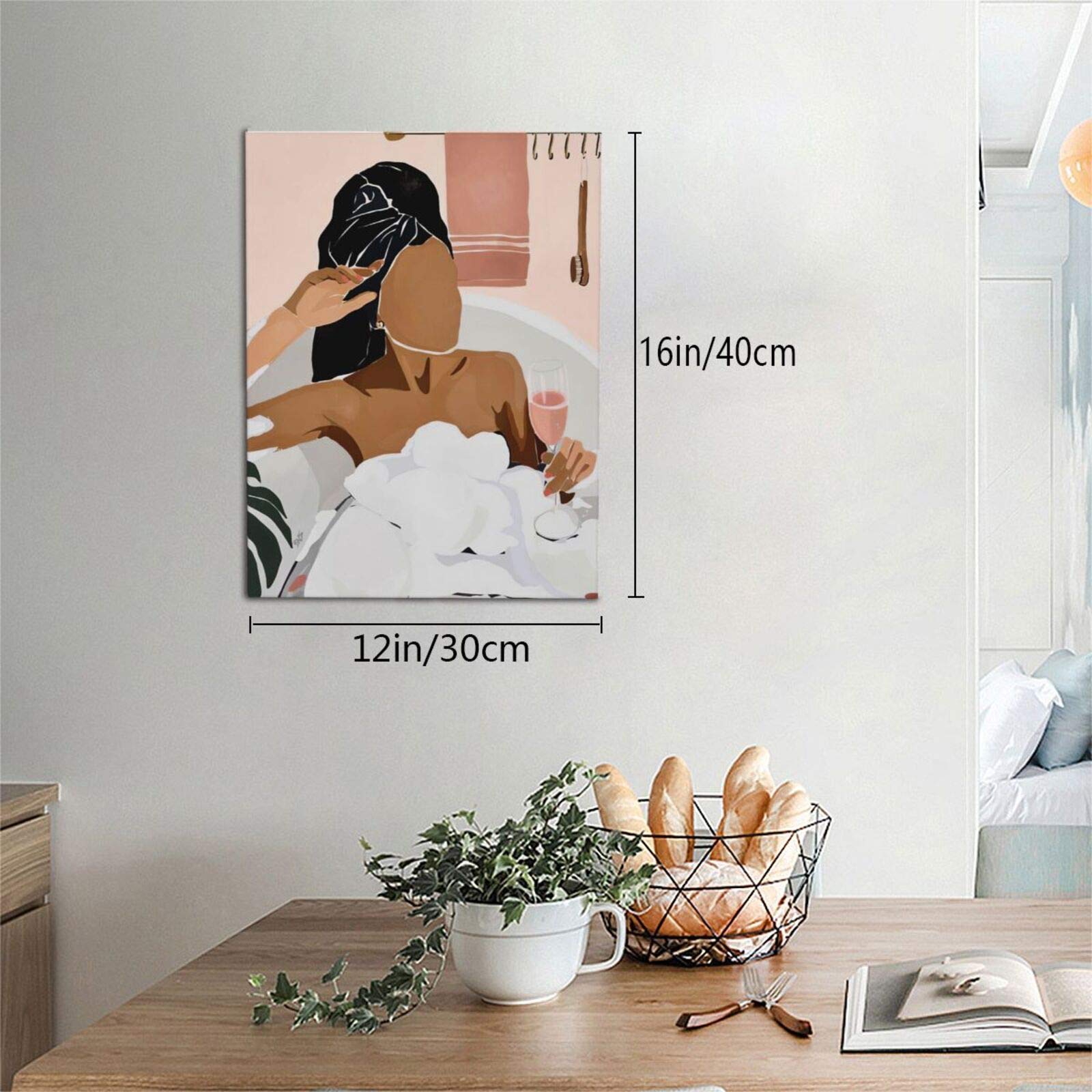 African American Bathroom Decor Wall Art Relaxing Black Women In Bathtub Wall Decor Black Girl Pictures Canvas Print Modern Mini