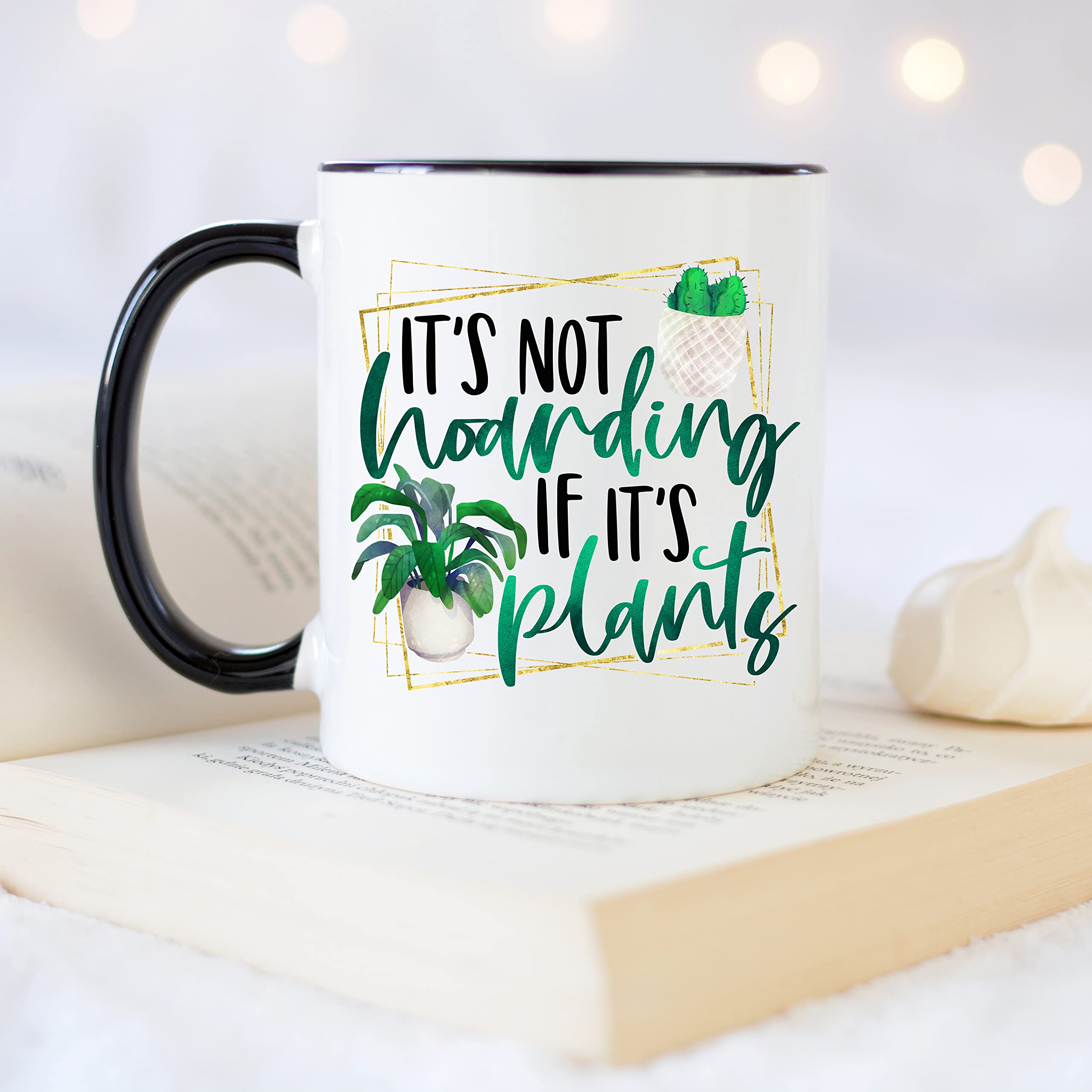 YouNique Designs It's Not Hoarding If It's Plants Crazy Plant Lady Mug, 11 Ounces, Plant Mug, Plant Coffee Mug, Plant Mom Mug, P
