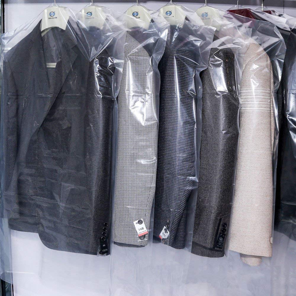 Ancous 40Pcs Clear Plastic Dry Cleaning Garment Bags Can Be Hung Transparent Clothing Dust Cover.