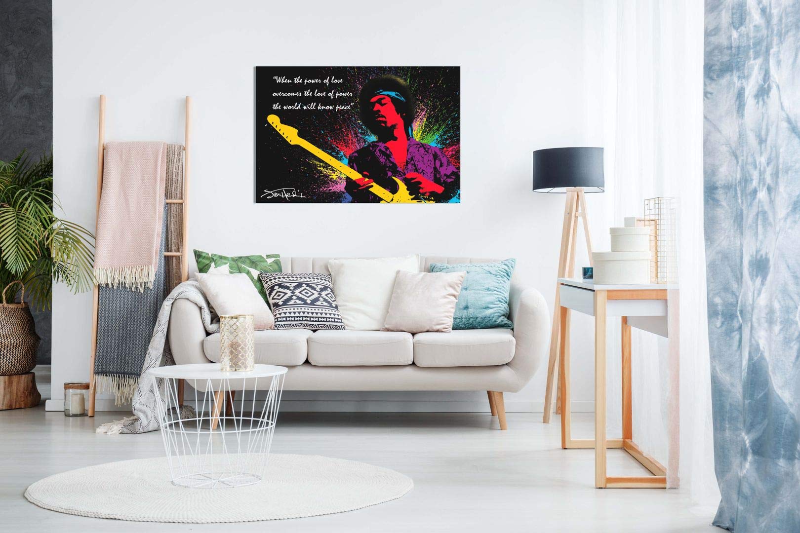 Panther Print Jimi Hendrix Quote Canvas Art - Colour Splash Wall Decor, 36x24in, Pine Wood