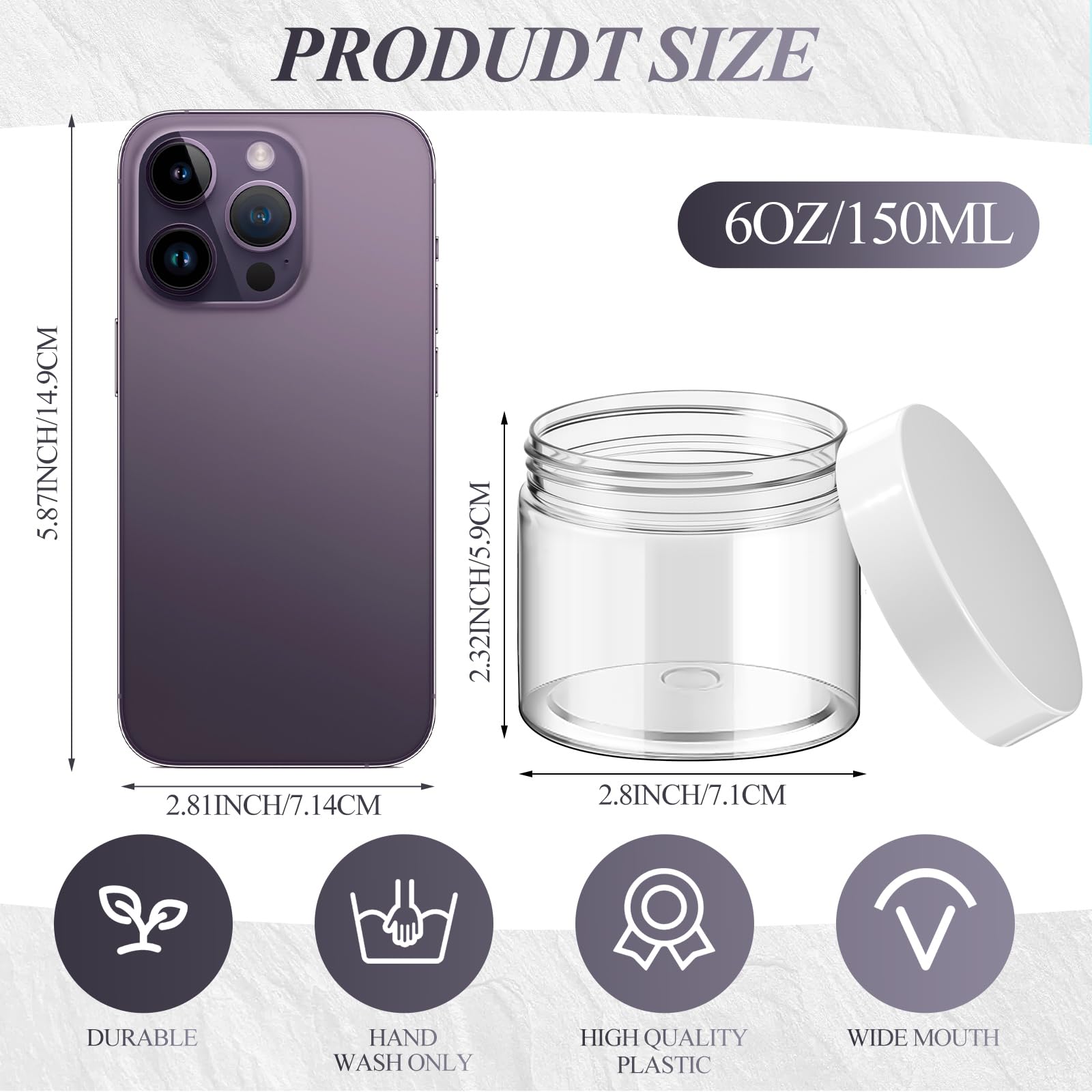 Satinior 36 Pieces 6 Oz Plastic Jars With Lids Wide Mouth Airtight Reusable Container Acrylic Cosmetic Small Jars For Lotions Oi