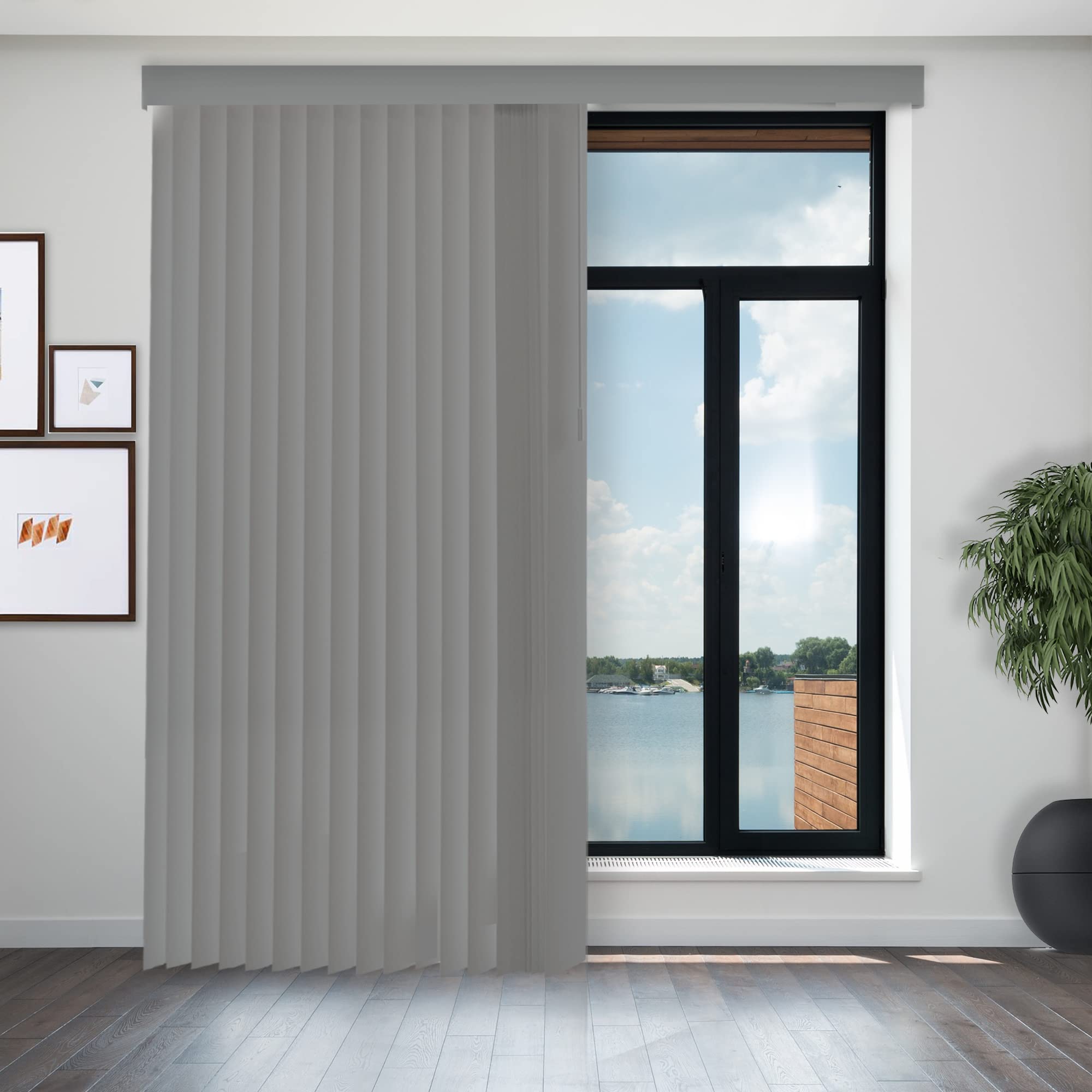 CHICOLOGY Vertical Blackout Blinds , Door Blinds & Shades, Window Shade for Sliding Doors, Oxford Grey (Vinyl) 78W X 84H