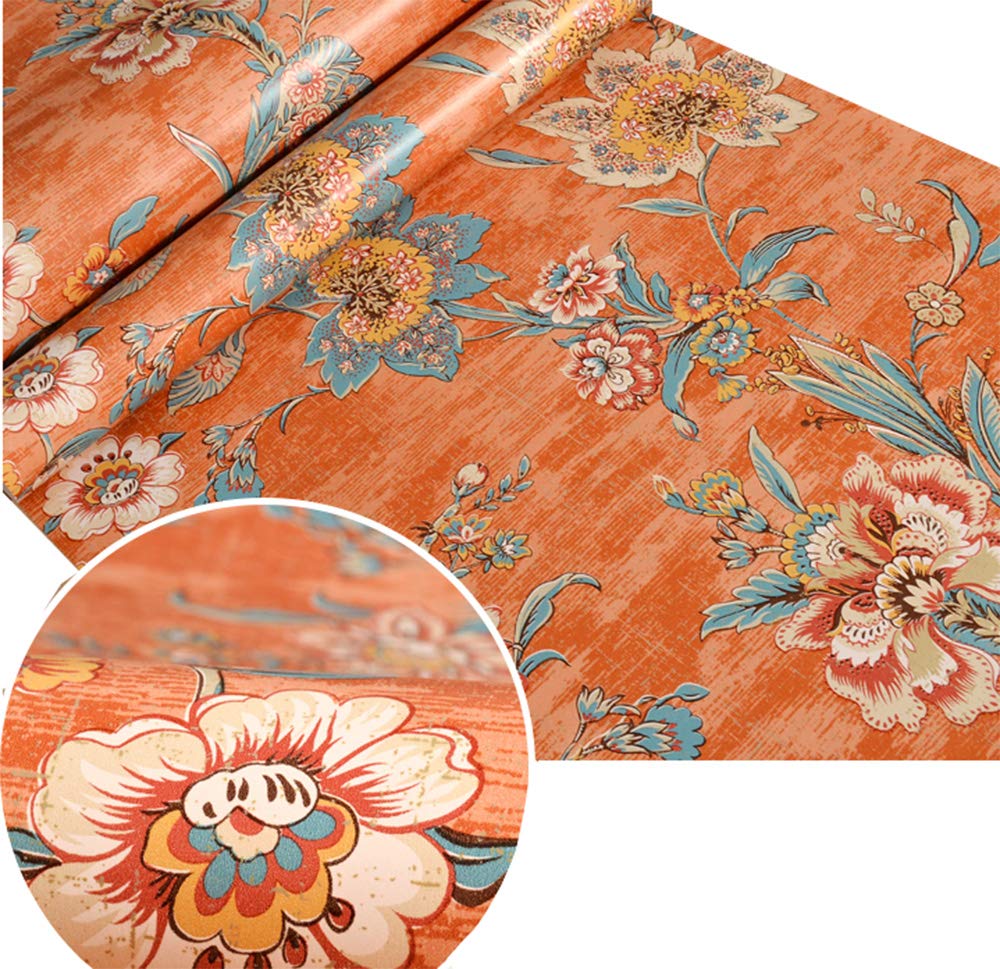 Taogift Peel And Stick Vintage Floral Wallpaper Self Adhesive Non-Woven Flower Contact Paper Kitchen Bathroom Backsplash Wall Pa