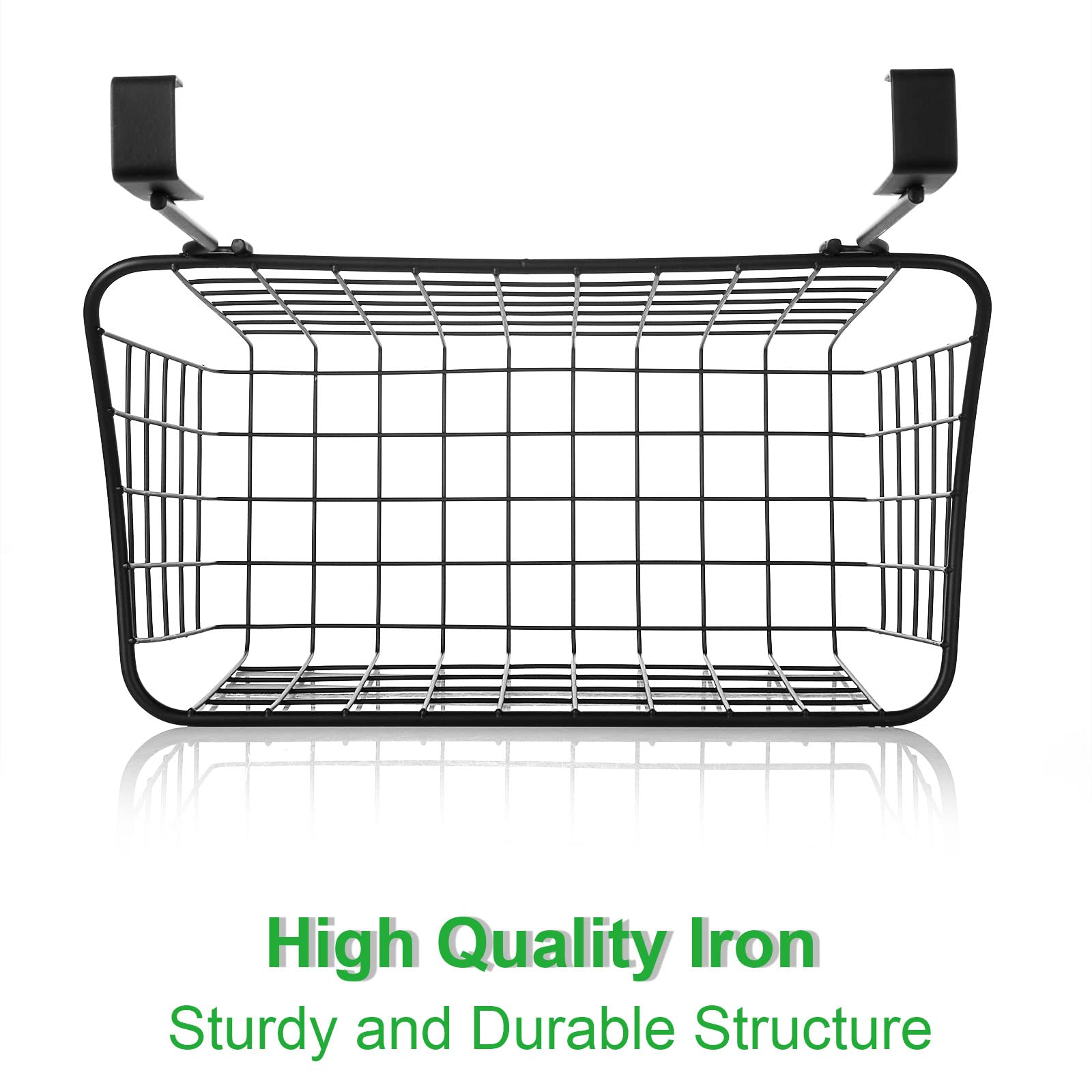 Acxfond 4Pcs Over The Cabinet Basket, Over Cabinet Door Organizer, Grid Storage Baskets With Hooks, Metal Hanging Basket Kitchen