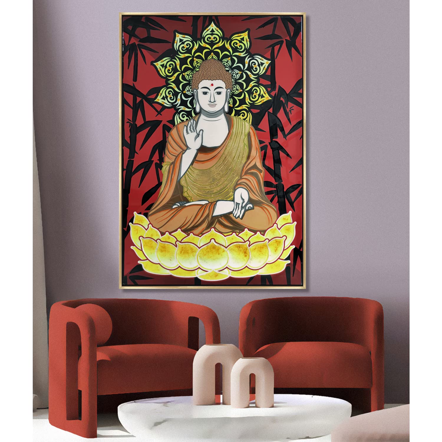 Budda Hand Painted Framed Decorative Painting