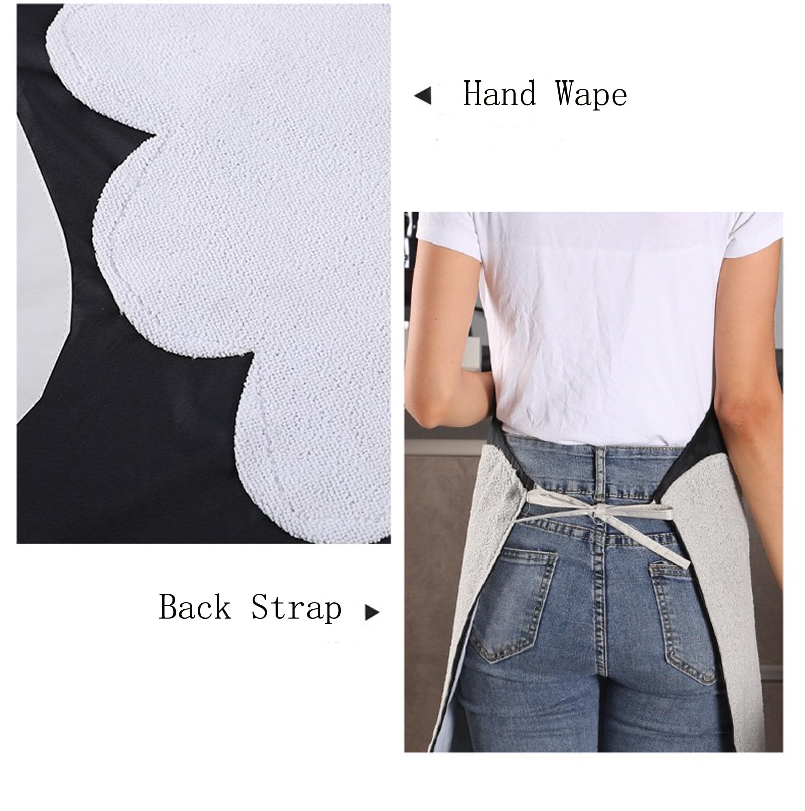 Agirlvct 2 Pack Kitchen Apron With Hand Wipe,Water-Drop Resistant With Pockets Cooking Dish Washing Bib Aprons Birthday Day Gift