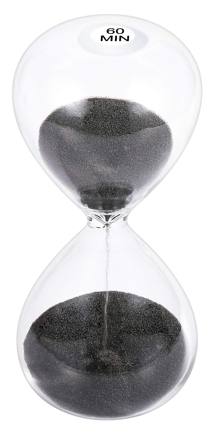 Suliao Hourglass 60 Minute Sand Timer: 5.1 Inch Black Sand Clock, Large Sand Watch 60 Min, Unique 1 Hour Glass Sandglass For Kid