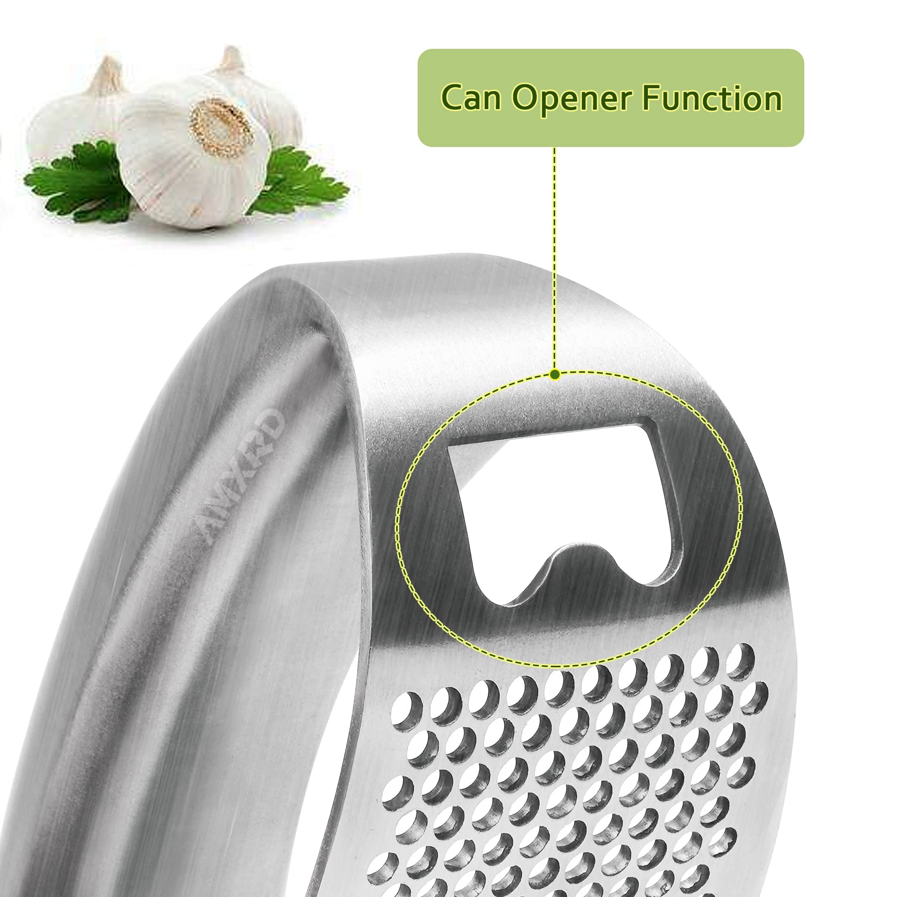 Amxrd Garlic Press Rocker & Silicone Peeler (Random Color), Stainless Steel Garlic Mincer Crusher Squeezer Kitchen Tool, Dishwas