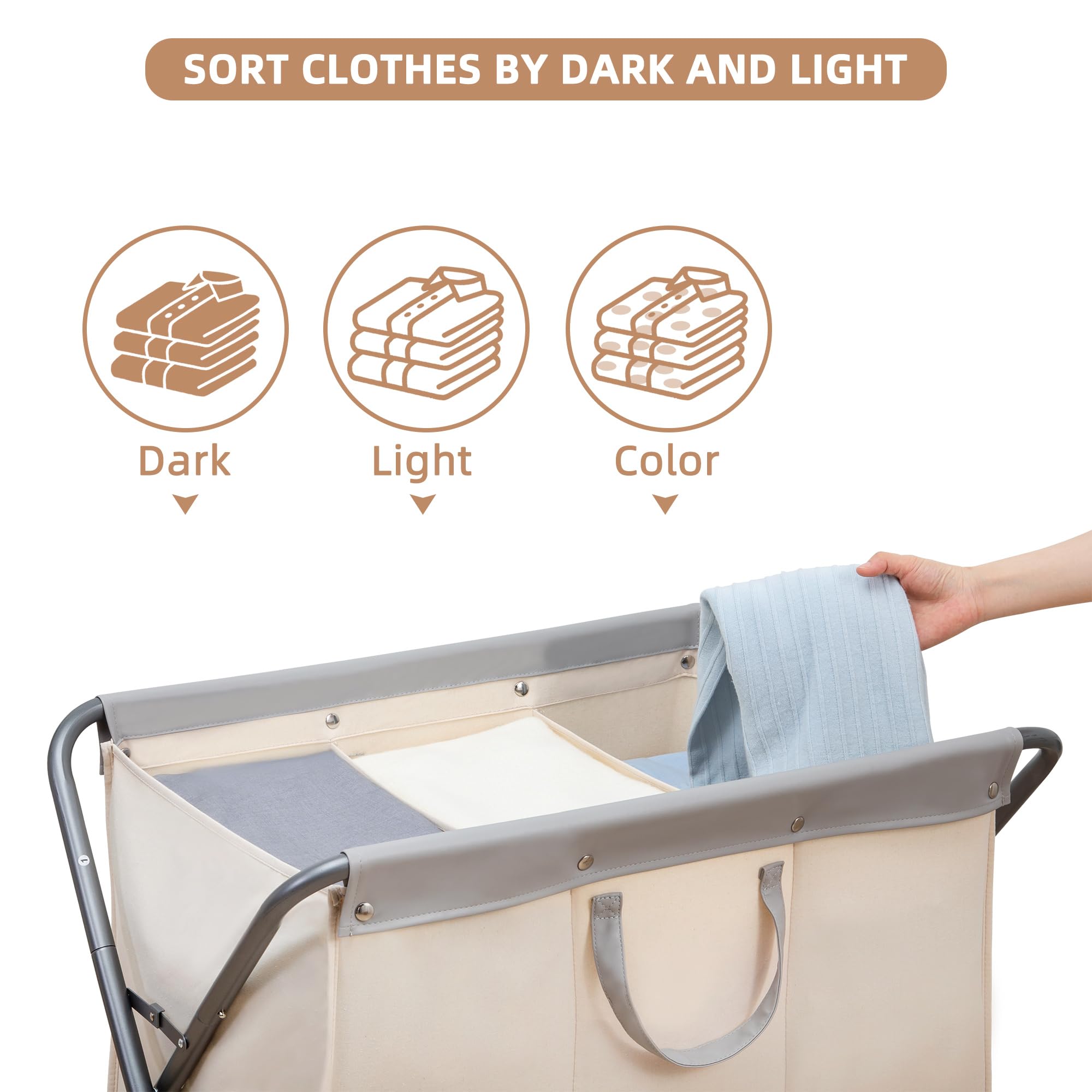 Storage Maniac 160L Collapsible Laundry Hamper With Wheels, Rolling Laundry Basket, Heavy Duty Laundry Sorter With Removable Bag