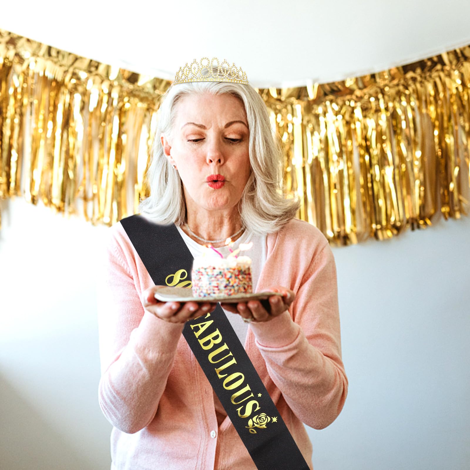 80th Birthday Sash and Tiara for Women, 80th Birthday Decorations for Women, 80 & Fabulous Sash and Tiara Set, Happy 80th Birthd