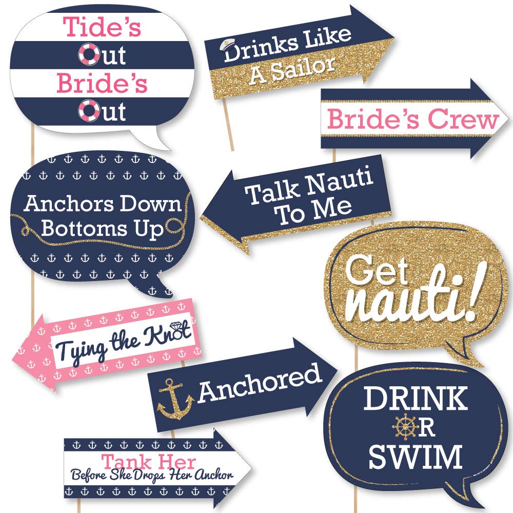 Big Dot Of Happiness Funny Last Sail Before The Veil - Nautical Bridal Shower And Bachelorette Party Photo Booth Props Kit - 10