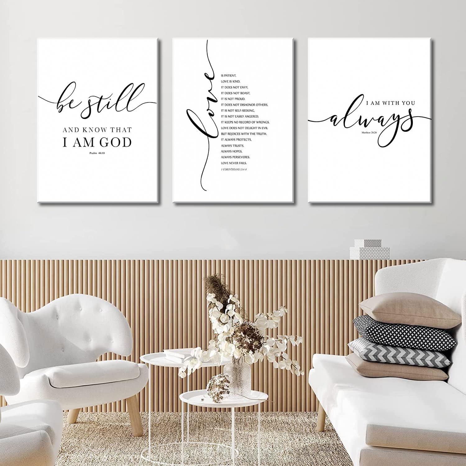 3Pcs Framed Bible Verse Canvas Wall Art Christian Scripture Posters Prints Inspirational Wall Decor Pictures Paintings For Livin