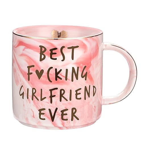 Hendson Girlfriend Birthday  Anniversary  Romantic Gift - Best Girlfriend Ever - Funny Cute Couple Birthday Gifts Ideas for Girlfriend  Her  Couples - Pink Marble Mug  Ceramic 11.5oz Coffee Cup