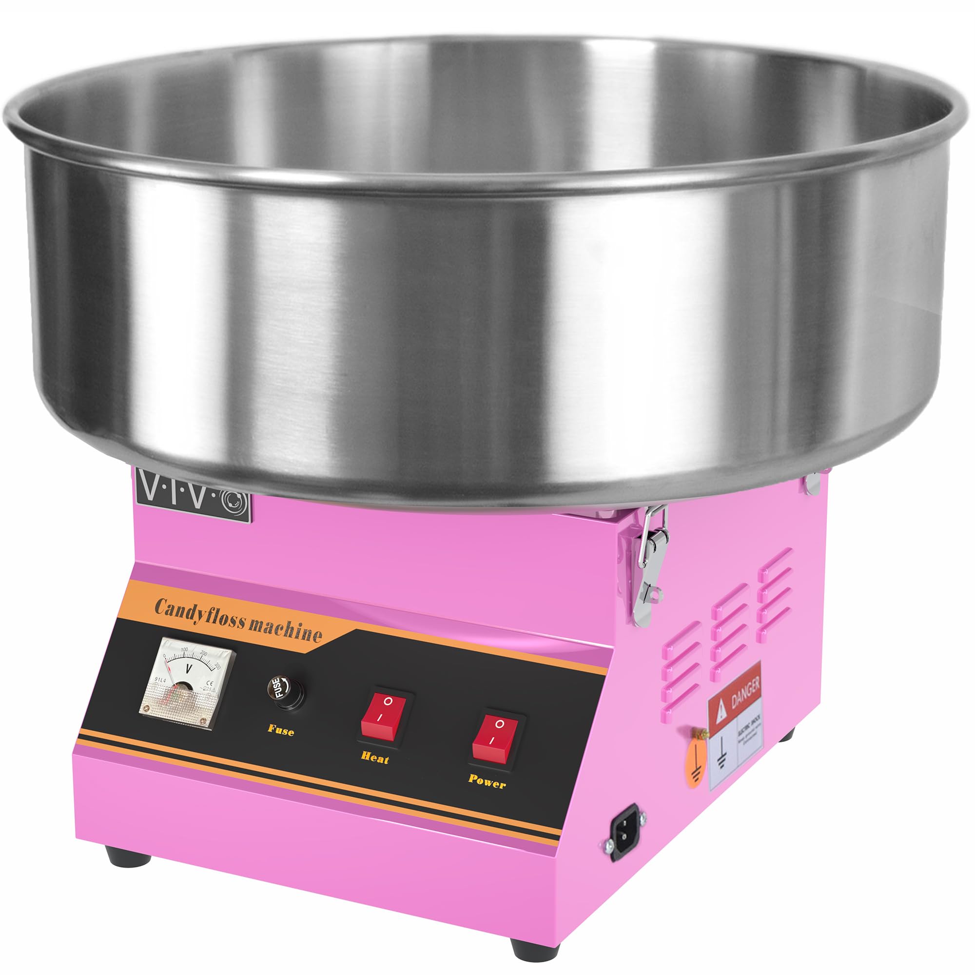 VIVO Cotton Candy Machine, 1030W Commercial Floss Maker, 20" Stainless Steel Bowl, Pink, Model CANDY-V001
