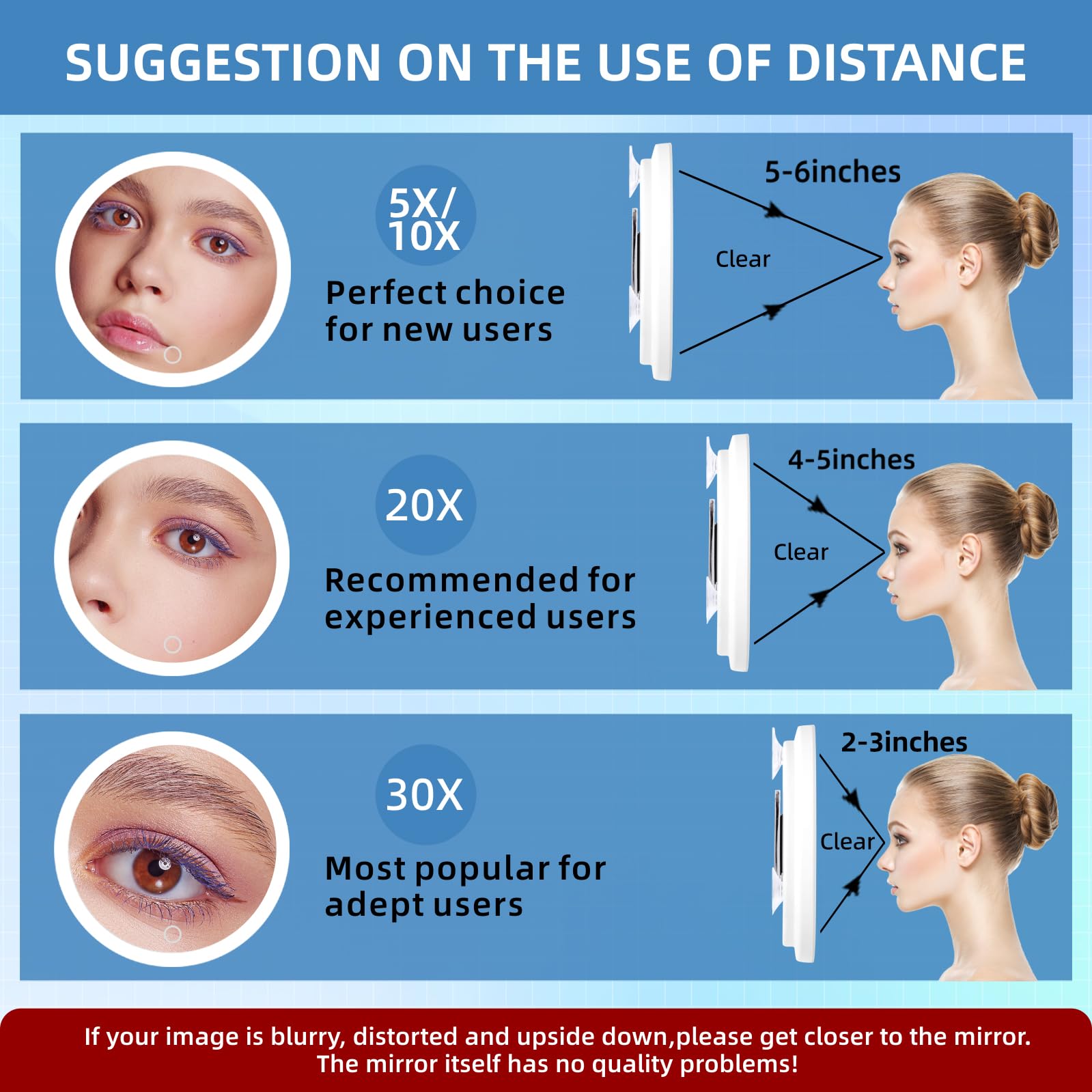 30X Magnifying Mirror With Light, Large 6'' Magnifying Makeup Mirror With Light 30X, Travel Mirror With 30X High Magnification C