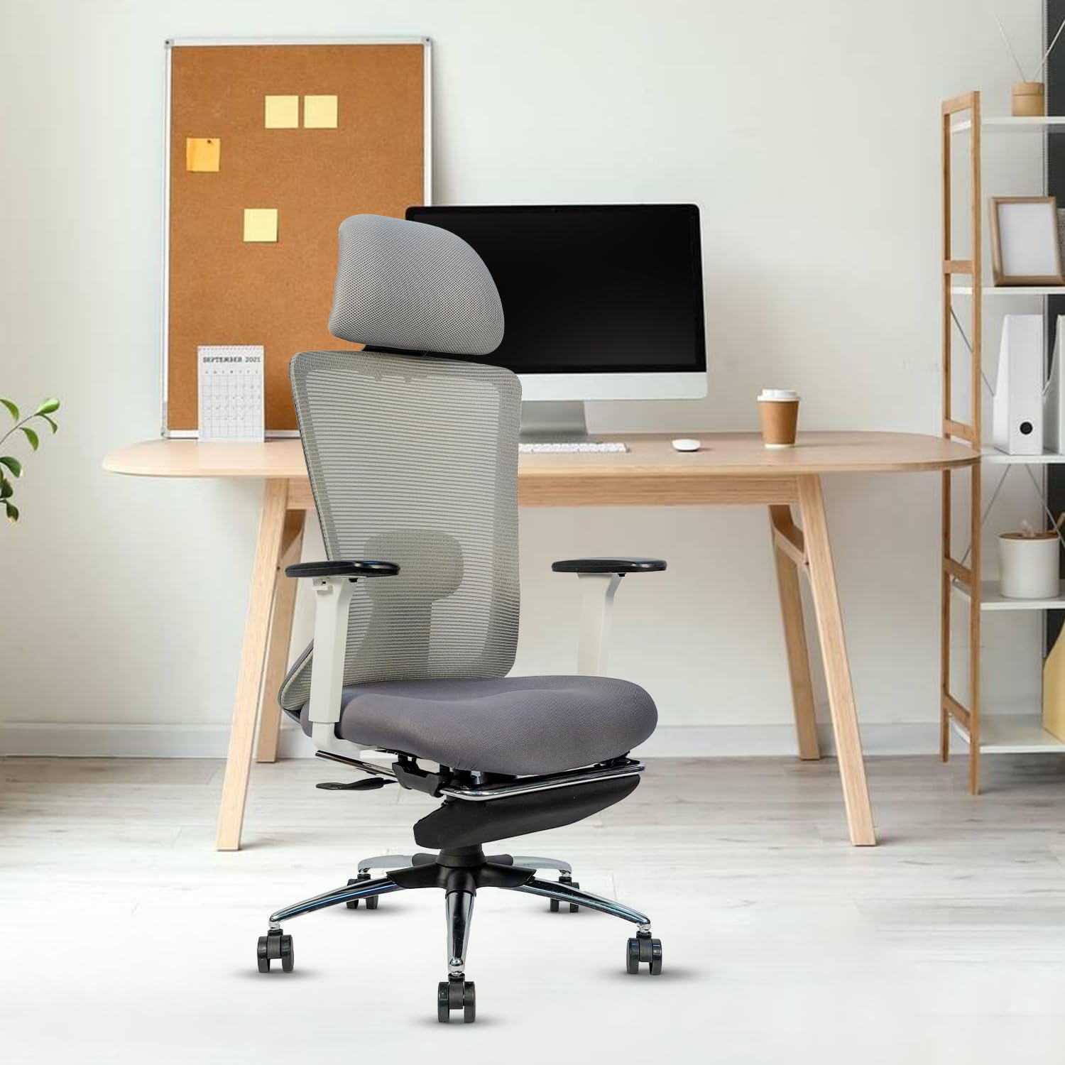 Cellbell Ergoglide Ft Ergonomic Mesh Office Chair With Footrest 2D Headrest Lumbar Armrests Synchro Tilt 3 Lock Class 3 Hydrauli